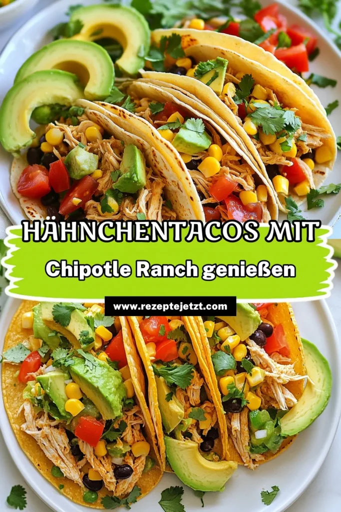 Entdecke das köstliche Rezept für Chipotle Ranch Hähnchentacos! Diese einfachen Hähnchentacos vereinen die perfekte Balance aus würziger Chipotle Ranch-Sauce und frischen Zutaten. Perfekt für Taco-Abende, diese scharfen Tacos sind ein absolutes Muss in deiner Tex-Mex Rezeptesammlung. Probiere sie jetzt aus und bringe deine Taco-Abende auf die nächste Stufe! #ChipotleRanchHähnchentacos #TacoRezept #einfacheHähnchentacos #TexMexRezepte