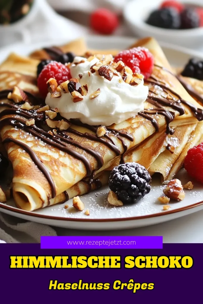 Entdecke das köstliche Rezept für Schokoladen-Hasselnuss-Crêpes! Diese einfachen Nutella Crêpes sind perfekt als Dessert mit Haselnüssen. Mit unserer leicht verständlichen Crêpes Anleitung kannst du im Handumdrehen diese himmlischen Crepes zubereiten. Überrasche deine Liebsten mit einem unwiderstehlichen Genuss! Klicke auf das Rezept und speichere es für später! #SchokoladenHasselnussCrepes #NutellaCrepes #DessertMitHaselnüssen #einfacheCrepesAnleitung