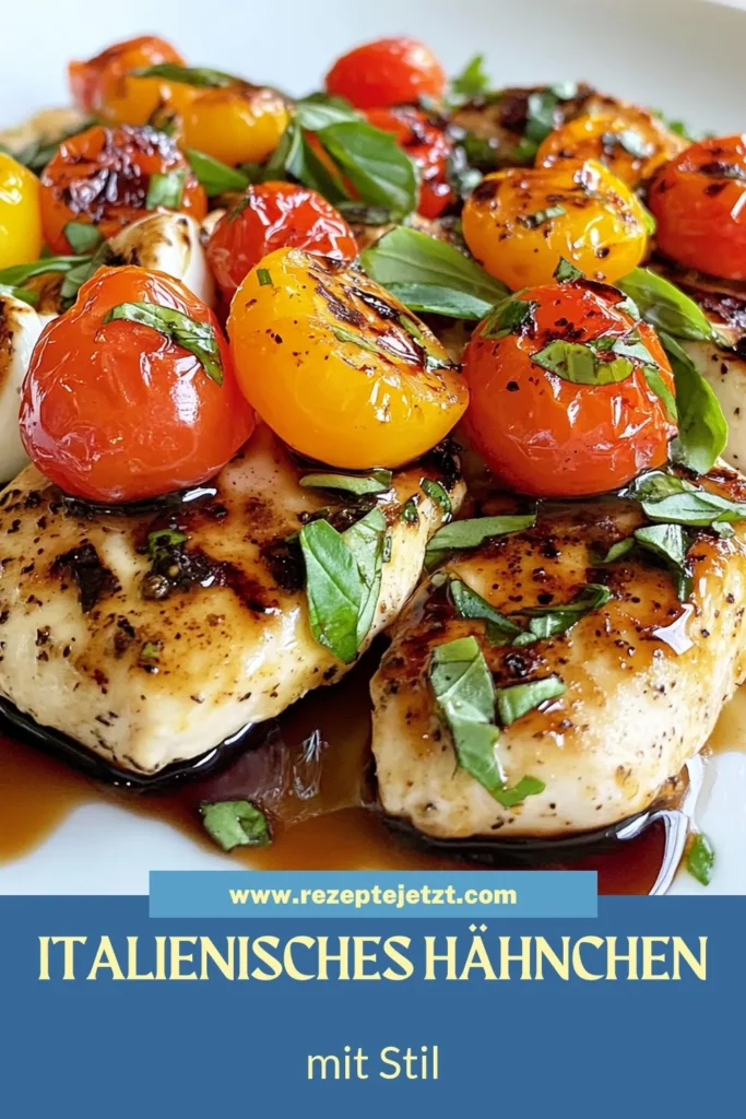 Entdecken Sie das köstliche Tomaten-Basilikum-Mozzarella-Hähnchen, ein einfaches italienisches Hähnchen-Rezept, das alle begeistert! Diese Hähnchenbrust mit Mozzarella ist perfekt für schnelle Abendessen und beeindruckt mit saftigen Kirschtomaten und frischem Basilikum. Ideal für alle, die nach einfachen Hähnchengerichten suchen. Probieren Sie es aus und bringen Sie italienischen Flair in Ihre Küche! Speichern Sie das Rezept! #Hähnchen #Essen #Rezeptideen #ItalienischeKüche