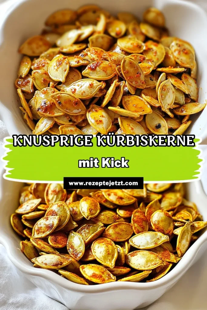 Entdecke das perfekte Rezept für würzige geröstete Kürbiskerne! Diese gesunden Knabbereien sind nicht nur einfach zuzubereiten, sondern auch der ideale Snack für jede Gelegenheit. Unsere pikanten Kürbiskerne sind reich an Geschmack und Nährstoffen. Probiere das Kürbiskern Rezept und verwandle rohe Kürbiskerne in unwiderstehliche würzige Snacks. Teile und speichere dieses Rezept für deine nächste Snack-Idee! #KürbiskernRezept #gerösteteKürbiskerne #gesundeKnabbereien #würzigeSnacks