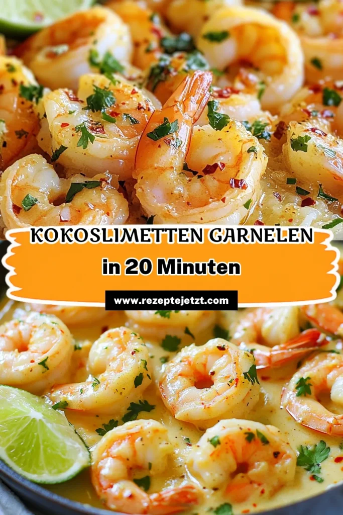 Entdecke dieses köstliche Rezept für Kokos-Limetten-Garnelen! Diese schnelle Garnelenpfanne wird mit frischer Kokosmilch verwendet und ist perfekt für alle Liebhaber asiatischer Garnelen Gerichte. Mit wenigen Zutaten zauberst du in nur 20 Minuten ein beeindruckendes Gericht. Lass dich inspirieren und probiere es aus! Teile deine Kreationen und speichere das Rezept! #KokosLimettenGarnelen #GarnelenpfanneRezept #schnelleMeeresfrüchteRezepte #asiatischeGarnelenGerichte