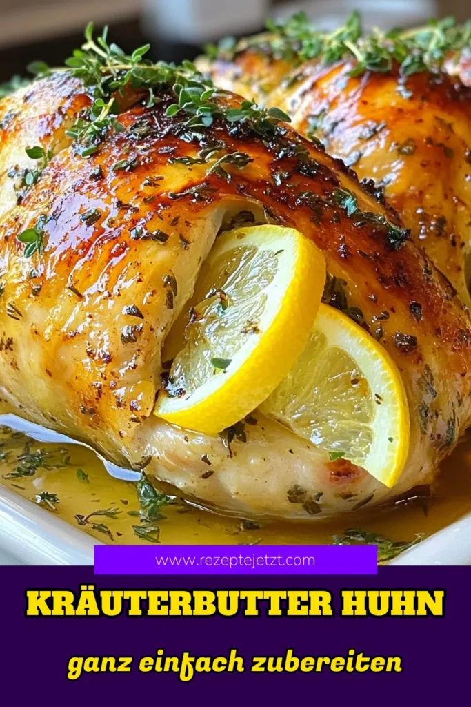 Entdecken Sie das köstliche Rezept für Kräuterbutter Huhn! Dieses geröstete Huhn Rezept zaubert ein saftiges Huhn im Ofen, perfekt für besondere Anlässe oder ein einfaches Abendessen. Mit einer aromatischen Kräuterbutter und frischen Zutaten wird Ihr Gericht zum Hit! Lassen Sie sich inspirieren und probieren Sie dieses einfache Hühnerrezepte aus. Jetzt gleich nachkochen! #KräuterbutterHuhn #GeröstetesHuhnRezept #HähnchenMitKräuterbutter #EinfacheHühnerrezepte