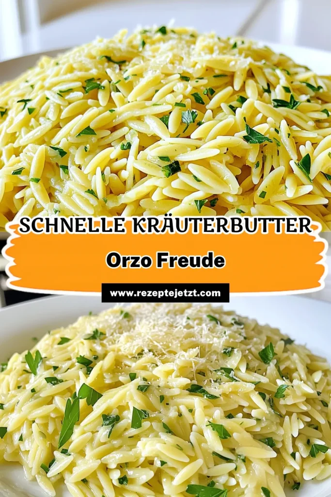 Schnell und lecker – entdecke unser Rezept für Minuten Kräuterbutter-Orzo! In nur 15 Minuten zauberst du eine köstliche Pasta, die in einer aromatischen Knoblauchbutter mit frischen Kräutern und Zitrone geschwenkt wird. Perfekt als Beilage oder leichtes Hauptgericht! Klicke jetzt, um unser einfaches Rezept auszuprobieren und genieße jeden Biss. #Kräuterbutter #Orzo #SchnelleRezepte #PastaLovers