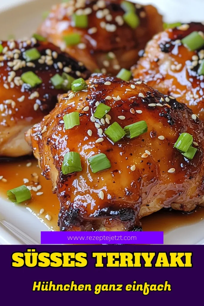Entdecke das süße Hühnchenrezept mit köstlichen Teriyaki-Hühnchenkeulen! Diese Ofen-Hühnchen Rezept vereint Aromen aus der asiatischen Küche mit einer verführerischen Honig-Marinade, die dein Dinner unvergesslich macht. Perfekt für einen Familienabend oder besondere Anlässe. Lass dich von diesem Rezept inspirieren und probiere es aus! Speichere es für später und koche mit Begeisterung! #TeriyakiHühnchenkeulen #AsiatischeKüche #OfenHühnchen #SüßesHühnchenrezept