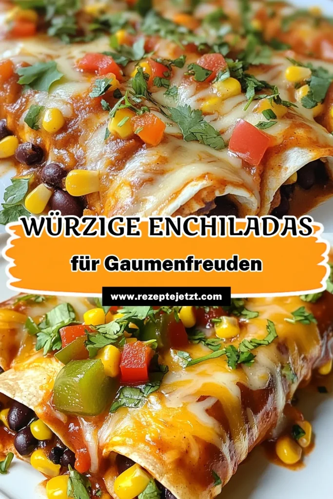 Entdecke unser Rezept für würzige Enchiladas mit schwarzen Bohnen! Diese vegetarischen Enchiladas sind ein echter Genuss aus der mexikanischen Küche. Mit einer köstlichen Füllung aus Bohnen, Mais und Paprika sowie Käse sind sie ideal für jeden Anlass. Perfekt für alle Liebhaber von schwarzem Bohnen Rezept und Käse Enchiladas. Probiere es aus und teile deine Kreation! #WürzigeEnchiladas #schwarzeBohnenRezept #vegetarischeEnchiladas #mexikanischeKüche