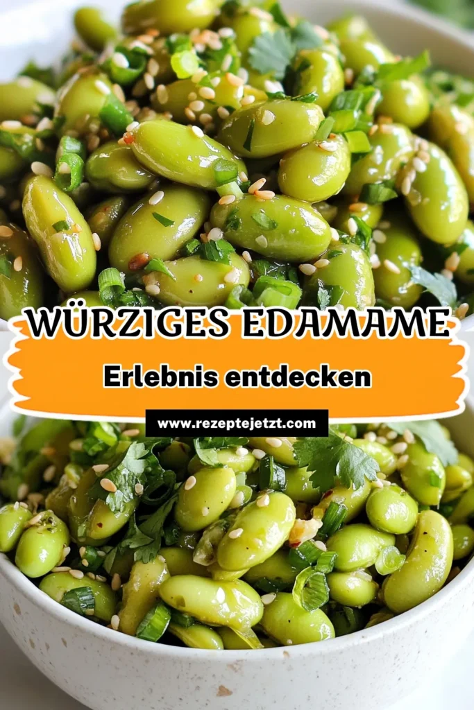 Entdecke unser einfaches Edamame Rezept für würzige Edamame mit Ingwer und Knoblauch! Diese gesunden Edamame Snacks sind perfekt für eine vegane Ernährung und lassen sich super schnell zubereiten. Mit frischem Ingwer, aromatischem Knoblauch und einer knusprigen Sesamgarne werden sie zum perfekten gesunden Edamame Gericht. Probiere es heute aus und bringe Geschmack auf deinen Teller! #EdamameRezept #WürzigeEdamame #IngwerKnoblauch #VeganeSnacks