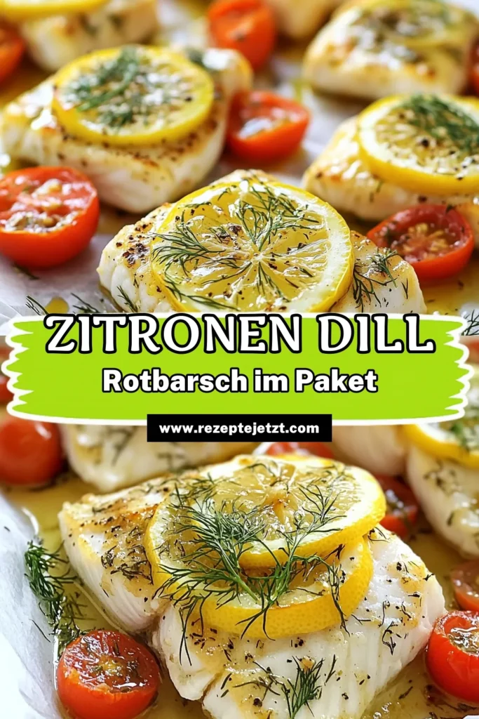 Entdecken Sie dieses köstliche Zitronen Dill Rotbarsch Rezept, ideal für gesunde Fischgerichte! Diese Rotbarsch Pakete im Pergamentpapier sind einfach zuzubereiten und perfekt für ein schnelles Abendessen. Genießen Sie den zarten Fisch, aromatisiert mit frischem Dill und Zitronen. Lassen Sie sich diese gesunde Fischrezepte nicht entgehen! Versuchen Sie es jetzt und speichern Sie das Rezept! #ZitronenDillRotbarsch #FischImPergamentpapier #EinfacheFischgerichte #GesundeRezepte