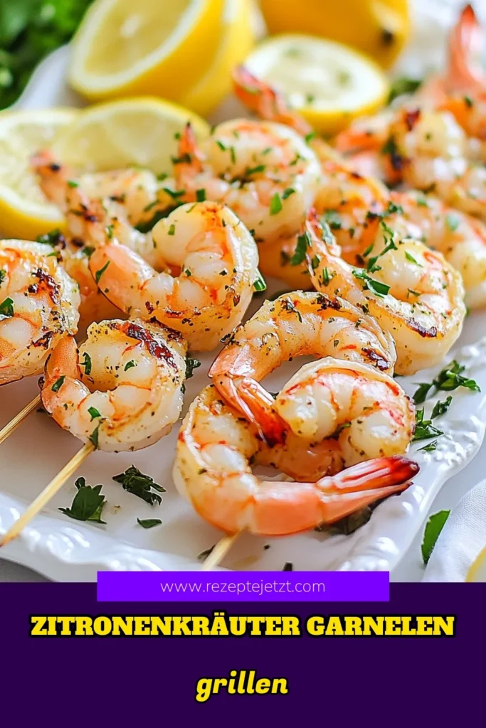 Entdecke unser einfaches und köstliches Rezept für Zitronen Garnelen Spieße! Diese gegrillten Garnelen überzeugen mit einer aromatischen Garnelen Marinade aus Zitronensaft, frischen Kräutern und knusprigen, saftigen Garnelen. Perfekt für dein nächstes Grillfest! Probiere dieses einfache Garnelen Rezept und bringe deine Grillkünste auf das nächste Level. Jetzt ausprobieren und genießen! #ZitronenGarnelenSpieße #gegrillteGarnelenRezept #einfacheGarnelenRezepte #KräuterGarnelenSpieße