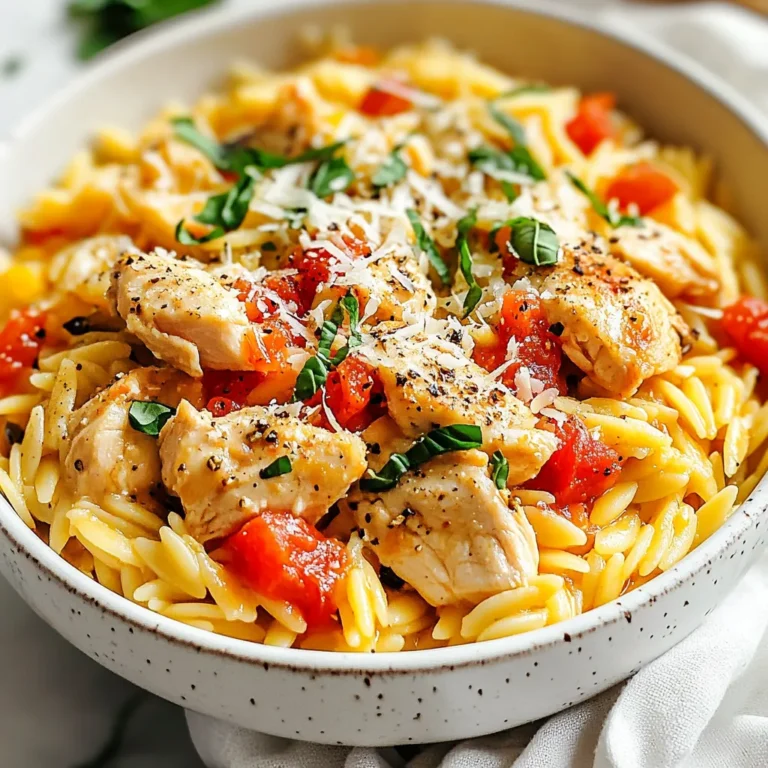 Für cremiges Tomaten-Basilikum-Hähnchen mit Orzo benötigst du: - 2 Hähnchenbrustfilets, gewürfelt - 1 Tasse Orzo-Nudeln - 1 Dose (400 g) zerdrückte Tomaten - 1 Tasse Hühnerbrühe - 1 Tasse Sahne - 1/2 Tasse geriebener Parmesan - 3 Knoblauchzehen, fein gehackt - 1 Teelöffel getrockneter Oregano - 1 Teelöffel rote Pfefferflocken (optional) - 1/4 Tasse frisches Basilikum, gehackt - 2 Esslöffel Olivenöl - Salz und Pfeffer nach Geschmack Die Wahl der Zutaten macht einen großen Unterschied. Achte darauf, frische Hähnchenbrust zu wählen. Diese bringt den besten Geschmack. Verwende auch frisches Basilikum, wenn möglich. Es gibt dem Gericht einen tollen Duft. Zerdrückte Tomaten aus der Dose sind praktisch, aber wähle eine Marke ohne Zusatzstoffe. So bleibt der Geschmack rein. Die Sahne macht das Gericht besonders cremig. Der Parmesan verleiht einen herzhaften Umami-Geschmack. Wenn du es scharf magst, füge die roten Pfefferflocken hinzu. Sie bringen eine angenehme Wärme. Hier sind einige Nährwerte für eine Portion cremiges Tomaten-Basilikum-Hähnchen mit Orzo: - Kalorien: ca. 450 kcal - Protein: ca. 30 g - Kohlenhydrate: ca. 40 g - Fett: ca. 20 g Diese Werte können variieren. Wenn du weniger Sahne oder Käse verwendest, sinken die Kalorien. Dieses Gericht ist nährstoffreich und sättigend. Es ist ideal für ein schnelles Abendessen. {{ingredient_image_2}} Zuerst sammeln wir alle Zutaten. Hier ist, was du brauchst: - 2 Hähnchenbrustfilets, gewürfelt - 1 Tasse Orzo-Nudeln - 1 Dose (400 g) zerdrückte Tomaten - 1 Tasse Hühnerbrühe - 1 Tasse Sahne - 1/2 Tasse geriebener Parmesan - 3 Knoblauchzehen, fein gehackt - 1 Teelöffel getrockneter Oregano - 1 Teelöffel rote Pfefferflocken (optional) - 1/4 Tasse frisches Basilikum, gehackt - 2 Esslöffel Olivenöl - Salz und Pfeffer nach Geschmack Sichere dir, dass alles gut vorbereitet ist. Das macht das Kochen einfacher und schneller. Beginne damit, das Olivenöl in einem großen Topf bei mittlerer Hitze zu erhitzen. Füge die gewürfelten Hähnchenbrustfilets hinzu. Würze sie mit Salz, Pfeffer und Oregano. Brate das Hähnchen an, bis es goldbraun ist. Das dauert etwa 5 bis 7 Minuten. Nehme das Hähnchen aus dem Topf und stelle es beiseite. Jetzt kommt der Knoblauch in den Topf. Füge auch die roten Pfefferflocken hinzu, wenn du etwas Schärfe magst. Brate den Knoblauch für etwa eine Minute an. Es wird sehr aromatisch duften. Jetzt rührst du die zerdrückten Tomaten und die Hühnerbrühe in den Topf. Lass die Mischung zum Köcheln bringen. Die Orzo-Nudeln kommen jetzt in den Topf. Rühre gut um und koche die Nudeln nach Packungsanweisung. Das dauert normalerweise 8 bis 10 Minuten, bis sie al dente sind. Reduziere die Hitze auf niedrig. Nun füge die Sahne und den geriebenen Parmesan hinzu. Rühre alles gut um, bis es cremig ist. Gib das gebratene Hähnchen zurück in den Topf. Mische das frische Basilikum unter. Lass alles einige Minuten zusammen erwärmen. Schmecke es mit Salz und Pfeffer ab. Achte darauf, die Hitze nicht zu hoch zu stellen. Wenn die Hitze zu stark ist, kann die Sahne gerinnen. Rühre regelmäßig um, damit nichts anbrennt. Wenn du magst, kannst du die Orzo-Nudeln etwas länger kochen, um sie weicher zu machen. Ein weiterer Tipp: Verwende frisches Basilikum für den besten Geschmack. Es bringt Frische und Aroma in das Gericht. Wenn du das Hähnchen nicht zu stark brätst, bleibt es saftig und zart. So wird dein cremiges Tomaten-Basilikum-Hähnchen perfekt. Für eine cremige Sauce ist die Sahne der Schlüssel. Achte darauf, sie bei niedriger Hitze einzurühren. So bleibt die Creme schön glatt. Parmesan verleiht dem Gericht nicht nur Geschmack, sondern auch zusätzliche Cremigkeit. Verwende frisch geriebenen Parmesan, um die besten Ergebnisse zu erzielen. Das frische Basilikum sorgt für einen tollen Duft und Geschmack. Füge es am Ende hinzu, damit es frisch bleibt. Wenn die Sauce zu dick wird, füge etwas Hühnerbrühe oder Wasser hinzu. Rühre gut um, bis die gewünschte Konsistenz erreicht ist. Wenn das Gericht zu salzig schmeckt, kannst du etwas mehr Sahne oder eine Prise Zucker hinzufügen. Das hilft, die Aromen auszugleichen. Wenn die Orzo-Nudeln zu weich sind, achte darauf, sie nicht zu lange zu kochen. Die perfekte Garzeit ist wichtig, um den Biss zu bewahren. Um Zeit zu sparen, bereite alle Zutaten vor dem Kochen vor. Hacke das Hähnchen, den Knoblauch und das Basilikum im Voraus. Das macht den Kochprozess schneller und einfacher. Verwende einen großen Topf, um alles zusammen zu kochen. So sparst du dir das Umfüllen und das Geschirr. Das Gericht ist in nur 30 Minuten fertig, perfekt für ein schnelles Abendessen unter der Woche. Pro Tipps Hähnchen marinieren: Lassen Sie das Hähnchen vor dem Kochen für mindestens 30 Minuten in einer Mischung aus Olivenöl, Zitronensaft und Gewürzen marinieren, um den Geschmack zu intensivieren. Orzo richtig kochen: Achten Sie darauf, die Orzo-Nudeln in ausreichend Salzwasser zu kochen, damit sie den besten Geschmack entwickeln und die perfekte Konsistenz erreichen. Frische Kräuter hinzufügen: Fügen Sie das frische Basilikum erst am Ende des Kochvorgangs hinzu, um das volle Aroma zu bewahren und die Farbe frisch zu halten. Variationen ausprobieren: Experimentieren Sie mit anderen Gemüsesorten wie Spinat oder Zucchini, um zusätzliche Nährstoffe und Abwechslung in das Gericht zu bringen. {{image_4}} Wenn du eine vegetarische Option möchtest, ersetze das Hähnchen durch Kichererbsen oder Tofu. Beides hat viel Protein und gibt dir einen tollen Geschmack. Du kannst die Kichererbsen einfach in den Topf geben, nachdem du den Knoblauch angebraten hast. Tofu kannst du vorher anbraten, um eine schöne Textur zu erhalten. Du kannst mit verschiedenen Gewürzen spielen, um neue Aromen zu entdecken. Füge zum Beispiel italienische Kräuter wie Thymian oder Rosmarin hinzu. Möchtest du es schärfer? Dann nutze mehr rote Pfefferflocken. Für einen asiatischen Twist kannst du Sojasauce und Ingwer verwenden. Experimentiere ruhig und finde deine perfekte Mischung. Für eine glutenfreie Variante verwende glutenfreie Orzo-Nudeln oder ersetze sie durch Quinoa. Quinoa ist nährstoffreich und gibt einen interessanten Geschmack. Achte darauf, die Hühnerbrühe als glutenfrei zu wählen. So bleibt dein Gericht gesund und lecker, ohne die glutenhaltigen Zutaten. Um dein cremiges Tomaten-Basilikum-Hähnchen Orzo richtig zu lagern, benutze einen luftdichten Behälter. Lasse das Gericht zuerst auf Raumtemperatur abkühlen. Dann decke es gut ab oder verschließe es fest. So bleibt der Geschmack frisch und die Textur lecker. Wenn du das Gericht wieder aufwärmen möchtest, kannst du die Mikrowelle oder den Herd nutzen. In der Mikrowelle, stelle die Temperatur auf mittel. Erhitze es für 1-2 Minuten. Rühre es zwischendurch um, damit es gleichmäßig warm wird. Auf dem Herd, erwärme es in einem kleinen Topf. Füge einen Schuss Sahne oder Brühe hinzu, um die Cremigkeit zu erhalten. Erhitze es bei mittlerer Hitze und rühre oft um. Im Kühlschrank bleibt dein Gericht etwa 3-4 Tage frisch. Achte darauf, es gut verpackt zu halten. Im Gefrierschrank kann es bis zu 3 Monate aufbewahrt werden. Friere es in Portionen ein, damit du nur das auftauen kannst, was du brauchst. Denke daran, dass die Textur beim Einfrieren leicht verändert werden kann. Die Zubereitungszeit für cremiges Tomaten-Basilikum-Hähnchen mit Orzo beträgt nur 30 Minuten. Du brauchst 10 Minuten für die Vorbereitung und 20 Minuten zum Kochen. Das Gericht ist schnell und einfach, ideal für ein schnelles Abendessen. Ja, du kannst frische Tomaten verwenden. Du musst etwa 4-5 mittelgroße Tomaten schälen und würfeln. Frische Tomaten geben dem Gericht einen lebendigeren Geschmack. Achte darauf, die Tomaten gut zu kochen, damit sie weich werden. Als Beilage passen viele Dinge. Ein einfacher gemischter Salat ist leicht und frisch. Knuspriges Brot oder Baguette schmecken auch gut. Du kannst auch gedünstetes Gemüse wie Brokkoli oder grüne Bohnen servieren, um mehr Farbe auf den Teller zu bringen. Dieser Blogbeitrag bietet eine vollständige Anleitung zur Zubereitung von cremigem Tomaten-Basilikum-Hähnchen mit Orzo. Wir haben die wichtigsten Zutaten, detaillierte Schritte und nützliche Tipps behandelt. Du hast jetzt viele Ideen für Variationen und Aufbewahrung. Achte auf die Qualität der Zutaten, um die besten Aromen zu erzielen. Mit den hilfreichen Tipps wirst du perfekte Ergebnisse erzielen. Lass dich nicht von Fehlern entmutigen; sie sind Teil des Lernens. Nutze dieses Wissen und koche mit Freude!