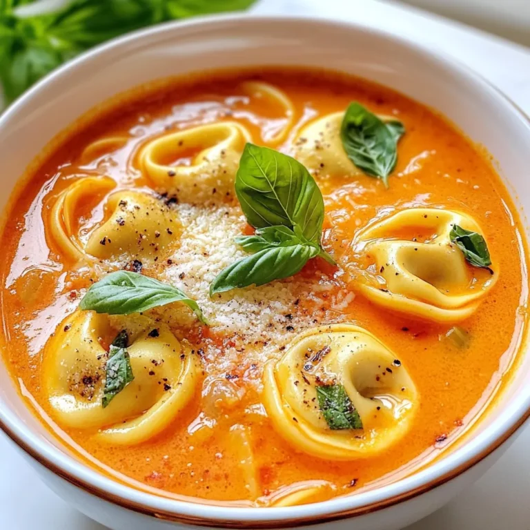 - 2 Esslöffel Olivenöl - 1 mittelgroße Zwiebel, gewürfelt - 3 Knoblauchzehen, fein gehackt - 1 Dose (28 oz) gehackte Tomaten - 4 Tassen Gemüsebrühe - 1 Teelöffel getrockneter Oregano - 1 Teelöffel getrocknetes Basilikum - ½ Teelöffel rote Pfefferflocken (optional) - 1 Paket (9 oz) frische Käse-Tortellini - 1 Tasse Sahne - Salz und Pfeffer nach Geschmack - Frische Basilikumblätter zum Garnieren - Geriebener Parmesan zum Servieren Wenn Sie frische Zutaten wählen, achten Sie auf Farbe und Textur. Die Zwiebel sollte fest und ohne dunkle Flecken sein. Knoblauchzehen müssen fest und trocken sein. Wählen Sie Tomaten in Dosen, die ohne Zusätze sind. Frische Basilikumblätter sollten grün und duftend sein. Achten Sie darauf, dass die Tortellini weich und nicht gefroren sind. Für eine glutenfreie Suppe können Sie glutenfreie Tortellini verwenden. Ersetzen Sie die Sahne durch Kokosmilch, um laktosefrei zu sein. Wenn jemand allergisch gegen Tomaten ist, versuchen Sie pürierte Karotten oder Kürbis. Verwenden Sie Gemüsebrühe, die keine Allergene enthält. {{ingredient_image_2}} Um die cremige Tomaten-Tortellini-Suppe zuzubereiten, folgen Sie diesen einfachen Schritten: 1. Erhitzen Sie 2 Esslöffel Olivenöl in einem großen Topf bei mittlerer Hitze. 2. Fügen Sie eine gewürfelte Zwiebel hinzu. Braten Sie sie 5-7 Minuten lang an, bis sie weich und durchsichtig ist. 3. Geben Sie 3 fein gehackte Knoblauchzehen dazu. Braten Sie sie für 1-2 Minuten, bis sie duften. 4. Gießen Sie eine Dose gehackte Tomaten und 4 Tassen Gemüsebrühe in den Topf. 5. Fügen Sie 1 Teelöffel Oregano, 1 Teelöffel Basilikum und ½ Teelöffel rote Pfefferflocken hinzu. Lassen Sie alles für 10 Minuten köcheln. 6. Geben Sie ein Paket frische Käse-Tortellini in den Topf. Kochen Sie sie nach Packungsanweisung, meist 4-5 Minuten. 7. Reduzieren Sie die Hitze und rühren Sie 1 Tasse Sahne unter. Lassen Sie die Suppe für 2-3 Minuten warm werden. 8. Schmecken Sie die Suppe mit Salz und Pfeffer ab und passen Sie die Gewürze an. Das Anbraten der Zwiebel ist wichtig. Es bringt Süße und Geschmack. Knoblauch sollte nur kurz angebraten werden. So bleibt er aromatisch, aber nicht bitter. Das Köcheln der Suppe hilft, die Aromen zu vereinen. Es sorgt für eine reichhaltige Basis. Die Suppe sollte cremig, aber nicht zu dick sein. Wenn sie zu dick ist, fügen Sie etwas Gemüsebrühe hinzu. Rühren Sie gut um, um eine gleichmäßige Konsistenz zu erreichen. Achten Sie darauf, die Sahne erst am Ende hinzuzufügen. So bleibt die Suppe samtig und frisch. Um den Geschmack deiner cremigen Tomaten-Tortellini-Suppe zu verstärken, gibt es viele einfache Tricks. Du kannst frische Kräuter wie Basilikum oder Oregano hinzufügen. Diese Kräuter geben den besten Geschmack. Auch ein Spritzer Zitronensaft kann die Aromen aufhellen. Für einen zusätzlichen Kick sind rote Pfefferflocken eine tolle Wahl. Achte darauf, sie sparsam zu verwenden, um die Hitze zu kontrollieren. Ein häufiger Fehler ist, die Zwiebeln zu kurz anzubraten. Sie sollten weich und leicht goldbraun sein. Dies bringt den besten Geschmack. Wenn du die Sahne hinzufügst, achte darauf, die Hitze zu reduzieren. Zu hohe Hitze kann die Sahne gerinnen lassen. Schließlich, schmecke die Suppe vor dem Servieren ab. So kannst du sicherstellen, dass sie perfekt gewürzt ist. Garnierungen machen deine Suppe noch schöner und leckerer. Frische Basilikumblätter sind eine großartige Wahl. Sie fügen Farbe und Frische hinzu. Geriebener Parmesan ist ein Muss. Er bringt einen herzhaften Geschmack. Du kannst auch ein Stück knuspriges Brot dazu servieren. Es passt gut zur Suppe und macht das Essen noch besser. Pro Tipps Frische Kräuter verwenden: Verwenden Sie frische Kräuter anstelle von getrockneten, um den Geschmack der Suppe zu intensivieren. Variieren Sie die Brühe: Experimentieren Sie mit Gemüse- oder Hühnerbrühe für unterschiedliche Geschmäcker. Für eine vegane Variante: Ersetzen Sie die Sahne durch Kokosmilch oder eine pflanzliche Sahnealternative. Zusätzliche Proteine hinzufügen: Fügen Sie geröstete Kichererbsen oder Hähnchenstücke hinzu, um die Suppe noch nahrhafter zu machen. {{image_4}} Wenn Sie eine vegetarische Variante der cremigen Tomaten-Tortellini-Suppe wünschen, ist das ganz einfach! Diese Suppe ist bereits fleischfrei. Sie können die Brühe durch Gemüsebrühe ersetzen. Das macht die Suppe noch gesünder. Viele mögen zusätzlich frisches Gemüse. Zucchini, Karotten oder Spinat sind tolle Optionen. Diese Zutaten bringen mehr Farbe und Nährstoffe in Ihr Gericht. Möchten Sie Ihrer Suppe etwas mehr Biss geben? Fügen Sie gebratenes Hähnchen oder Wurst hinzu. Diese Zutaten machen die Suppe herzhaft. Wenn Sie mehr Gemüse mögen, probieren Sie Erbsen oder Paprika. Sie bringen Süße und Textur. Achten Sie darauf, die Garzeit anzupassen, wenn Sie frische Zutaten hinzufügen. So bleibt alles schön zart. Die Gewürze machen einen großen Unterschied im Geschmack. Oregano und Basilikum sind klassisch, aber Sie können experimentieren! Thymian bringt einen erdigen Geschmack. Fügen Sie mehr rote Pfefferflocken hinzu, wenn Sie es scharf mögen. Wenn Sie etwas Frisches suchen, probieren Sie Zitrone oder Limette. Diese Zitrusfrüchte bringen eine schöne Frische in die Suppe. Denken Sie daran, die Gewürze nach und nach hinzuzufügen. So können Sie den Geschmack besser steuern. Um die cremige Tomaten-Tortellini-Suppe frisch zu halten, lagern Sie sie in einem luftdichten Behälter. Warten Sie, bis die Suppe auf Raumtemperatur abgekühlt ist, bevor Sie sie in den Kühlschrank stellen. So vermeiden Sie Kondenswasser und das Wachstum von Bakterien. Wenn Sie die Suppe wieder aufwärmen, verwenden Sie einen Topf auf mittlerer Hitze. Fügen Sie ein wenig Wasser oder Brühe hinzu, um die Konsistenz zu verbessern. Rühren Sie häufig, um ein Anbrennen zu verhindern. Sie können die Suppe auch in der Mikrowelle erhitzen, aber achten Sie darauf, sie in kurzen Intervallen zu erwärmen. Im Kühlschrank hält sich die Suppe etwa 3 bis 4 Tage. Wenn Sie die Suppe länger aufbewahren möchten, können Sie sie einfrieren. Sie bleibt bis zu 3 Monate im Gefrierschrank frisch. Achten Sie darauf, die Suppe in Portionen zu einfrieren, damit Sie nur das auftauen, was Sie brauchen. Die Zubereitung dieser Suppe dauert insgesamt etwa 30 Minuten. Die Vorbereitungszeit beträgt 10 Minuten. Danach kochen Sie die Suppe in etwa 20 Minuten. Es ist eine schnelle und einfache Mahlzeit, die wenig Zeit in Anspruch nimmt. Ja, Sie können die Suppe im Voraus zubereiten. Kochen Sie die Suppe und lassen Sie sie abkühlen. Füllen Sie sie dann in einen Behälter und lagern Sie sie im Kühlschrank. Sie bleibt dort bis zu drei Tage frisch. Wenn Sie sie essen möchten, wärmen Sie sie einfach auf dem Herd oder in der Mikrowelle. Zu dieser Suppe passen viele leckere Beilagen. Hier sind einige Vorschläge: - Knuspriges Brot - Ein gemischter grüner Salat - Ein Stück Focaccia - Käse-Cracker Diese Beilagen ergänzen die Aromen der Suppe und machen das Essen noch besser. Diese Blogpost hat dir alle wichtigen Details zur Zubereitung der cremigen Tomaten-Tortellini-Suppe gegeben. Wir haben die Zutaten, die Zubereitungsschritte und hilfreiche Tipps behandelt. Denke daran, frische Zutaten zu wählen und häufige Fehler zu vermeiden. Variationen wie vegetarische Optionen machen das Rezept flexibel. Achte auf die Lagerung, damit die Suppe lange frisch bleibt. Du bist nun bereit, diese köstliche Suppe zuzubereiten und zu genießen. Viel Spaß beim Kochen!