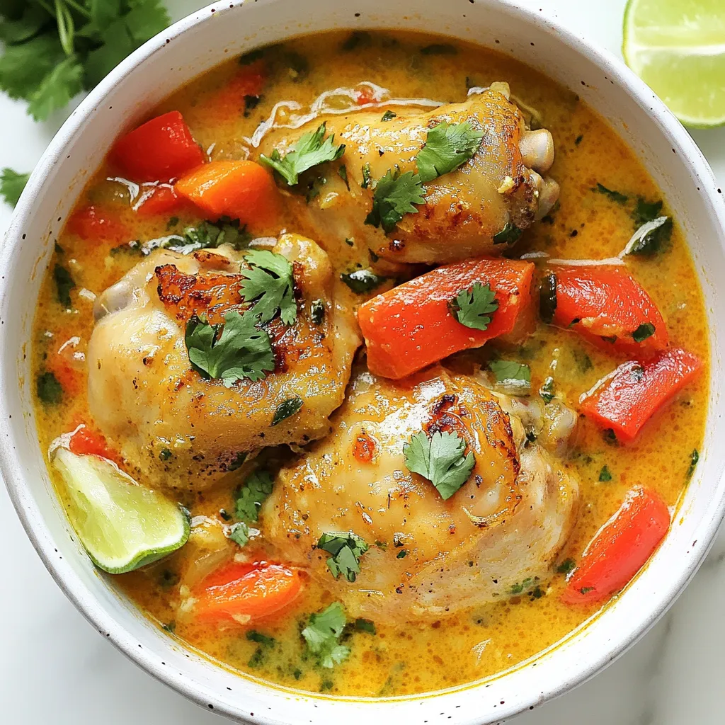 Um einen leckeren Ingwer-Zitronengras-Hühnchen-Eintopf zu machen, brauchen Sie: - 680 g Hähnchenoberkeulen, ohne Knochen und Haut, in mundgerechte Stücke geschnitten - 2 Esslöffel Pflanzenöl - 1 mittelgroße Zwiebel, fein gehackt - 4 Knoblauchzehen, gehackt - 1 Esslöffel frischer Ingwer, gerieben - 2 Stangen Zitronengras, fein gehackt (nur der weiße Teil verwenden) - 2 Karotten, in Scheiben geschnitten - 1 rote Paprika, in Streifen geschnitten - 475 ml Hühnerbrühe - 1 Dose (400 ml) Kokosmilch Diese Zutaten bilden die Basis für den Eintopf. Das Hähnchen gibt einen tollen Geschmack. Die Zwiebel und der Knoblauch sorgen für ein gutes Aroma. Ingwer und Zitronengras bringen Frische. Für den perfekten Geschmack verwenden Sie: - 2 Esslöffel Fischsauce - 1 Esslöffel brauner Zucker - 1 Teelöffel Kurkumapulver - Salz und Pfeffer nach Geschmack Die Fischsauce verstärkt den Umami-Geschmack. Brauner Zucker bringt eine süße Note. Kurkuma gibt eine schöne Farbe und einen milden Geschmack. Vergessen Sie nicht, mit Salz und Pfeffer zu würzen! Servieren Sie den Eintopf mit: - Frischem Koriander, zum Garnieren - Limettenviertel, zum Servieren Der frische Koriander sorgt für einen tollen Kontrast. Limettenviertel geben einen zusätzlichen Frischekick. Diese Beilagen verwandeln den Eintopf in ein richtiges Geschmackserlebnis. {{ingredient_image_2}} Zuerst bereiten wir alle Zutaten vor. Du benötigst: - 680 g Hähnchenoberkeulen, in Stücke geschnitten - 2 Esslöffel Pflanzenöl - 1 Zwiebel, fein gehackt - 4 Knoblauchzehen, gehackt - 1 Esslöffel frischer Ingwer, gerieben - 2 Stangen Zitronengras, fein gehackt - 2 Karotten, in Scheiben geschnitten - 1 rote Paprika, in Streifen geschnitten - 475 ml Hühnerbrühe - 1 Dose Kokosmilch (400 ml) - 2 Esslöffel Fischsauce - 1 Esslöffel brauner Zucker - 1 Teelöffel Kurkumapulver - Salz und Pfeffer nach Geschmack - Frischer Koriander, zum Garnieren - Limettenviertel, zum Servieren Stelle sicher, dass alles bereit ist. Dies macht das Kochen viel einfacher. Erhitze das Pflanzenöl in einem großen Topf bei mittlerer Hitze. Füge die gehackte Zwiebel hinzu und brate sie 3 bis 4 Minuten lang, bis sie weich ist. Jetzt kommen der gehackte Knoblauch, der geriebene Ingwer und das Zitronengras dazu. Brate sie 2 Minuten lang, bis sie gut riechen. Erhöhe die Hitze auf mittelhoch und füge die Hähnchenstücke hinzu. Brate sie 5 bis 7 Minuten lang, bis sie leicht gebräunt sind. Jetzt kommen die Karotten und die rote Paprika dazu. Mische alles gut. Gieße die Hühnerbrühe und die Kokosmilch in den Topf. Füge die Fischsauce, den braunen Zucker und das Kurkumapulver hinzu. Rühre alles gut um und bringe den Eintopf zum Köcheln. Reduziere die Hitze auf niedrig, decke den Topf ab und lasse den Eintopf 25 bis 30 Minuten lang köcheln. Das Hähnchen wird zart und die Aromen werden stark. Nachdem der Eintopf fertig ist, schmecke ihn mit Salz und Pfeffer ab. Serviere ihn heiß, garniert mit frischem Koriander und Limettenvierteln. Diese Garnitur gibt einen frischen Kick. Genieße deinen Ingwer-Zitronengras-Hühnchen-Eintopf! Um die beste Konsistenz für deinen Ingwer-Zitronengras-Hühnchen-Eintopf zu erreichen, achte auf die richtige Menge Flüssigkeit. Die Kombination aus Hühnerbrühe und Kokosmilch gibt dem Eintopf eine cremige Textur. Wenn dein Eintopf zu dünn ist, lasse ihn einfach länger köcheln. Rühre dabei regelmäßig um. Wenn er zu dick wird, füge etwas mehr Brühe hinzu. Um den Geschmack zu intensivieren, benutze frische Zutaten. Frischer Ingwer und Zitronengras bringen Aromen, die getrocknete Gewürze nicht erreichen können. Du kannst auch etwas Limettensaft hinzufügen, um die Frische zu betonen. Ein Spritzer Fischsauce und ein Hauch brauner Zucker runden die Aromen ab und schaffen eine perfekte Balance. Ein häufiger Fehler ist es, das Hähnchen zu lange zu braten, bevor du die Flüssigkeiten hinzufügst. Dadurch kann das Fleisch trocken werden. Achte darauf, dass du die Hitze nach dem Anbraten reduzierst, um ein sanftes Köcheln zu gewährleisten. Überwürze den Eintopf nicht zu früh; lasse die Aromen erst gut durchziehen, bevor du abschmeckst und nachwürzst. Pro Tipps Frische Zutaten: Verwenden Sie frische Kräuter und Gemüse, um den Geschmack des Eintopfs zu intensivieren. Kokosmilch: Wählen Sie eine hochwertige Kokosmilch für eine cremigere Konsistenz und einen reicheren Geschmack. Variationen: Fügen Sie andere Gemüsesorten wie Brokkoli oder Zucchini hinzu, um den Eintopf abwechslungsreicher zu gestalten. Serviervorschlag: Servieren Sie den Eintopf mit Jasminreis oder Quinoa, um eine komplette Mahlzeit zu bieten. {{image_4}} Für einen vegetarischen oder veganen Eintopf kann man das Hähnchen durch Tofu ersetzen. Verwende 680 g fester Tofu, gut gepresst und gewürfelt. Erhitze das Pflanzenöl und brate den Tofu goldbraun an. Ansonsten bleibe bei den gleichen Zutaten. Du kannst auch Kichererbsen oder Linsen nutzen, um Protein hinzuzufügen. Diese Optionen machen das Gericht ebenso lecker und sättigend. Wenn du es schärfer magst, füge frische Chilischoten hinzu. Schneide 1-2 rote oder grüne Chilis und gib sie mit dem Knoblauch und Ingwer in den Topf. Du kannst auch etwas Sambal Oelek oder Chilipaste hinzufügen, um den gewünschten Schärfegrad zu erreichen. Achte darauf, die Schärfe langsam zu erhöhen, damit es nicht zu scharf wird. Nutze saisonales Gemüse für mehr Frische und Geschmack. Im Frühling kannst du Spargel oder Erbsen hinzufügen. Im Sommer sind Zucchini oder Auberginen wunderbar. Im Herbst passen Kürbis oder Süßkartoffeln gut dazu. Im Winter sind Wurzelgemüse wie Sellerie oder Pastinaken ideal. Diese Anpassungen bringen Farbe und Nährstoffe in deinen Eintopf. Um den Ingwer-Zitronengras-Hühnchen-Eintopf frisch zu halten, bewahre ihn in einem luftdichten Behälter auf. Lass den Eintopf zuerst auf Raumtemperatur abkühlen. Dann decke ihn gut ab. So bleibt er frei von Gerüchen im Kühlschrank. Zum Wiedererwärmen stelle den Eintopf in einen Topf. Erhitze ihn bei mittlerer Hitze. Rühre dabei regelmäßig um, damit nichts anbrennt. Du kannst auch etwas Wasser oder Brühe hinzufügen, um die Konsistenz zu verbessern. Alternativ kannst du die Mikrowelle verwenden. Erwärme ihn dort in kurzen Intervallen von 1-2 Minuten. Im Kühlschrank hält der Eintopf bis zu 3 Tage. Im Gefrierfach kannst du ihn bis zu 3 Monate lagern. Achte darauf, ihn in Portionen zu teilen. So kannst du nur das auftauen, was du brauchst. Vor dem Servieren tau den Eintopf im Kühlschrank über Nacht auf. Du kannst den Eintopf bis zu vier Tage im Kühlschrank aufbewahren. Stelle sicher, dass du ihn in einem luftdichten Behälter lagerst. Wenn du ihn länger aufbewahren möchtest, friere ihn ein. So hält er bis zu drei Monate. Ja, du kannst Hähnchenbrust verwenden. Hähnchenbrust ist magerer als Oberkeulen. Beachte, dass die Garzeit kürzer sein kann. Achte darauf, die Bruststücke nicht zu lange zu kochen, damit sie nicht trocken werden. Zu diesem Eintopf passen viele Beilagen gut. Reis ist eine beliebte Wahl. Auch Quinoa oder Nudeln sind lecker. Frisches Brot kann helfen, die köstliche Soße aufzunehmen. Ein einfacher grüner Salat ergänzt die Aromen gut. In diesem Beitrag haben wir die Grundlagen für einen leckeren Eintopf besprochen. Wir haben die Hauptzutaten, Gewürze und Beilagen thematisiert. Die Schritt-für-Schritt-Anleitung macht das Kochen einfach. Ich habe Tipps gegeben, um die perfekte Konsistenz zu erreichen und häufige Fehler zu vermeiden. Variationen wie vegetarische Optionen bieten neuen Geschmack. Schließlich gab es nützliche Hinweise zur Aufbewahrung. Jetzt ist es Zeit, diese Ideen auszuprobieren und deinen eigenen perfekten Eintopf zu kreieren!