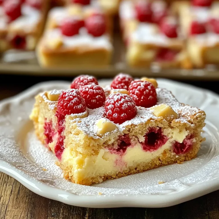 Für die perfekten Weiße Schokoladen-Himbeer-Blondies brauchen Sie diese Hauptzutaten: - 1 Tasse ungesalzene Butter, geschmolzen - 1 Tasse brauner Zucker, fest verpackt - 1/2 Tasse Kristallzucker - 2 große Eier - 2 Teelöffel Vanilleextrakt - 2 Tassen Weizenmehl - 1 Teelöffel Backpulver - 1/2 Teelöffel Salz - 1 Tasse weiße Schokoladenstückchen - 1 Tasse frische Himbeeren Diese Zutaten bilden die Basis für einen leckeren und saftigen Blondie. Die Kombination aus Butter und Zucker sorgt für eine süße und reichhaltige Textur. Die Eier helfen beim Binden der Zutaten. Frische Himbeeren sind entscheidend für den Geschmack. Wählen Sie Himbeeren, die fest und prall sind. Sie sollten eine tiefe, lebendige Farbe haben. Vermeiden Sie Beeren, die matschig oder schimmelig sind. Achten Sie darauf, dass die Himbeeren gut duften. Am besten kaufen Sie sie in der Saison, wenn sie frisch und süß sind. Wenn Sie keine weißen Schokoladenstückchen haben, gibt es Alternativen. Sie können auch Milchschokolade oder Zartbitterschokolade verwenden. Diese geben einen anderen, aber leckeren Geschmack. Eine weitere Option sind Schokoladentropfen oder sogar gehackte Schokolade. Experimentieren Sie mit verschiedenen Sorten, um Ihre eigene Note hinzuzufügen. {{ingredient_image_2}} Heize deinen Ofen auf 175 °C vor. Nimm eine Backform von 23x33 cm. Fette die Form gut ein oder lege sie mit Backpapier aus. Dadurch wird das Herausnehmen der Blondies viel einfacher. In einer großen Schüssel mische die geschmolzene Butter mit braunem und Kristallzucker. Rühre gut um, bis alles gleichmäßig aussieht. Füge dann die zwei Eier hinzu, eins nach dem anderen. Rühre nach jedem Ei gut um. Jetzt kommt der Vanilleextrakt dazu. Rühre ihn ebenfalls unter. Nimm eine separate Schüssel und vermische das Mehl, Backpulver und Salz. Gib die trockenen Zutaten nach und nach zur feuchten Mischung. Rühre vorsichtig, bis alles gerade so vermengt ist. Jetzt füge die weißen Schokoladenstückchen und die frischen Himbeeren hinzu. Sei vorsichtig, damit die Himbeeren nicht zerdrückt werden. Gieße den Teig in die vorbereitete Backform und verteile ihn gleichmäßig. Beim Backen von Blondies gibt es einige Fehler, die leicht passieren. Achte darauf, die Butter nicht zu heiß zu machen. Sie sollte geschmolzen sein, aber nicht kochen. Das kann die Textur verändern. Mische die Zutaten nicht zu lange. Übermischung kann die Blondies hart machen. Achte darauf, die Himbeeren vorsichtig unterzuheben. So bleiben sie ganz und geben einen schönen Fruchtgeschmack. Die perfekte Konsistenz ist weich und fudgy. Um dies zu erreichen, backe die Blondies nicht zu lange. Nutze einen Zahnstocher, um zu testen, ob sie fertig sind. Wenn er mit ein paar feuchten Krümeln herauskommt, sind sie perfekt. Lass die Blondies auch nicht zu lange abkühlen. Sie setzen sich, wenn sie vollständig abgekühlt sind, und werden noch besser. Du kannst die Blondies nach Lust und Laune variieren. Probiere dunkle Schokolade oder Milchschokolade für einen anderen Geschmack. Auch andere Früchte wie Erdbeeren oder Blaubeeren passen gut. Lass deiner Kreativität freien Lauf! Pro Tipps Butter richtig schmelzen: Achten Sie darauf, die Butter nicht zu überhitzen, da sie sonst anfängt zu sprudeln und eventuell verbrennt. Am besten bei niedriger Hitze schmelzen. Frische Himbeeren verwenden: Wählen Sie reife, frische Himbeeren für den besten Geschmack. Überreifen oder gefrorene Himbeeren können den Teig matschig machen. Die Backzeit im Auge behalten: Jeder Ofen ist unterschiedlich, daher ist es wichtig, die Blondies gegen Ende der Backzeit regelmäßig zu überprüfen, um ein Überbacken zu vermeiden. Abkühlen lassen: Lassen Sie die Blondies in der Form etwas abkühlen, bevor Sie sie herausnehmen. Dies hilft, dass sie beim Schneiden nicht auseinanderfallen. {{image_4}} Wenn du etwas Crunch in deinen Blondies magst, füge Nüsse hinzu! Walnüsse oder Mandeln passen gut zu den süßen Himbeeren und der weißen Schokolade. Mahle die Nüsse grob und mische sie zusammen mit den Schokoladenstückchen und Himbeeren in den Teig. So erhältst du eine schöne Textur. Für glutenfreie Blondies kannst du einfach das Weizenmehl durch eine glutenfreie Mehlmischung ersetzen. Achte darauf, eine Mischung zu wählen, die gleich gut bindet. Das sorgt dafür, dass deine Blondies nicht auseinanderfallen. Die anderen Zutaten bleiben gleich, und du hast ein leckeres, glutenfreies Dessert. Wenn du eine vegane Version machen möchtest, ersetze die Eier durch Apfelmus oder Leinsamen. Verwende pflanzliche Margarine anstelle von Butter. Für die weiße Schokolade gibt es auch vegane Optionen. Achte darauf, dass alle Zutaten pflanzlich sind, um dein Rezept vegan zu halten. So kannst du alle genießen! Um die Frische deiner weißen Schokoladen-Himbeer-Blondies zu bewahren, lagere sie in einem luftdichten Behälter. Dieser Behälter schützt sie vor Luft und Feuchtigkeit. Du solltest die Blondies erst einmal abkühlen lassen. Schneide sie dann in Stücke und lege sie in den Behälter. So bleiben sie weich und lecker. Du kannst die Blondies im Kühlschrank oder Gefrierfach aufbewahren. Im Kühlschrank bleiben sie bis zu einer Woche frisch. Wenn du sie länger aufbewahren möchtest, lege sie in das Gefrierfach. Dort halten sie bis zu drei Monate. Achte darauf, sie gut einzupacken, damit sie keinen Frostgeschmack annehmen. Wenn du die Blondies wieder aufwärmen möchtest, gehe so vor: Nimm ein Stück und lege es auf einen Teller. Erhitze es für 10-15 Sekunden in der Mikrowelle. Du kannst auch den Ofen verwenden. Bei 160 °C erwärmst du sie für etwa 5-7 Minuten. So bleiben sie schön weich und die Schokolade schmilzt leicht. Weiße Schokoladen-Himbeer-Blondies halten bis zu fünf Tage. Bewahren Sie sie in einem luftdichten Behälter auf. So bleibt die Feuchtigkeit erhalten. Sie können die Blondies auch einfrieren. In einem gefrierfesten Behälter halten sie bis zu drei Monate. Lassen Sie sie einfach im Kühlschrank auftauen, bevor Sie sie essen. Ja, gefrorene Himbeeren sind eine gute Option. Sie sind oft frisch eingefroren und behalten ihren Geschmack. Verwenden Sie sie direkt aus dem Gefrierfach. Kein Auftauen nötig! Achten Sie darauf, die Himbeeren vorsichtig in den Teig zu heben. So vermeiden Sie, dass sie zerdrückt werden und den Teig färben. Blondies sind eine hellere Version von Brownies. Sie enthalten keinen Kakao. Stattdessen haben sie einen süßen, buttrigen Geschmack. Blondies sind oft weicher und zäher. Brownies sind dunkler und schmecken schokoladiger. Beide sind lecker, aber sie bieten unterschiedliche Geschmäcker und Texturen. Zusammenfassend haben wir gelernt, wie man leckere weiße Schokoladen-Himbeer-Blondies zubereitet. Wir haben die besten Zutaten, Schritt-für-Schritt-Anleitungen und nützliche Tipps besprochen. Du kannst auch tolle Variationen ausprobieren, um deine Blondies einzigartig zu machen. Achte darauf, sie richtig zu lagern, damit sie frisch bleiben. Ob du sie für dich selbst oder für Freunde backst, diese Blondies werden sicher gut ankommen. Viel Spaß beim Backen und Genießen!