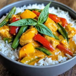 Für das Thai Red Curry Chicken brauchen Sie folgende Hauptzutaten: - 500 g Hähnchenschenkel ohne Knochen, in mundgerechte Stücke geschnitten - 1 Esslöffel Pflanzenöl - 1 Zwiebel, dünn geschnitten - 4 Knoblauchzehen, fein gehackt - 1 Esslöffel frischer Ingwer, gerieben - 2 Esslöffel thailändische rote Currypaste - 1 Dose (400 ml) Kokosmilch - 1 Tasse Hühnerbrühe - 1 Paprika (rot oder gelb), in Streifen geschnitten - 1 Tasse grüne Bohnen, geputzt und halbiert Diese Zutaten sind der Schlüssel zu einem leckeren und aromatischen Gericht. Sie geben dem Curry Tiefe und Geschmack. Neben den Hauptzutaten füge ich einige zusätzliche Gewürze hinzu: - 1 Esslöffel Fischsauce (oder Sojasauce für eine vegetarische Option) - 1 Teelöffel brauner Zucker - Frische Basilikumblätter zum Garnieren Die Fischsauce bringt Umami und Tiefe. Der braune Zucker balanciert die Aromen. Basilikum gibt einen frischen Touch. Zu diesem Curry empfehle ich, Jasminreis zu servieren. Der Duftreis passt perfekt zu den kräftigen Aromen. Ein paar Limettenschnitze an die Seite legen, sorgt für einen frischen Akzent. Sie können auch frisches Gemüse oder einen einfachen Salat als Beilage anbieten. So wird Ihr Essen noch bunter und gesünder. {{ingredient_image_2}} Beginnen Sie mit der Vorbereitung der Zutaten. Schneiden Sie 500 g Hähnchenschenkel in kleine Stücke. Dann nehmen Sie eine Zwiebel und schneiden Sie sie dünn. Hacken Sie 4 Knoblauchzehen fein und reiben Sie 1 Esslöffel frischen Ingwer. Bereiten Sie auch 2 Esslöffel thailändische rote Currypaste vor. Öffnen Sie eine Dose Kokosmilch (400 ml) und messen Sie 1 Tasse Hühnerbrühe ab. Schneiden Sie eine Paprika in Streifen und putzen Sie 1 Tasse grüne Bohnen. Legen Sie alles bereit, um schnell zu arbeiten. Erhitzen Sie 1 Esslöffel Pflanzenöl in einem großen Topf bei mittlerer Hitze. Fügen Sie dann die geschnittene Zwiebel hinzu und braten Sie sie etwa 5 Minuten lang. Sie sollte weich und durchsichtig sein. Geben Sie den Knoblauch und den Ingwer dazu und kochen Sie sie eine weitere Minute. Jetzt fügen Sie die rote Currypaste hinzu. Rühren Sie gut um und lassen Sie sie 2-3 Minuten kochen. Gießen Sie die Kokosmilch und die Hühnerbrühe hinein und rühren Sie alles gut. Bringen Sie die Mischung sanft zum Köcheln und geben Sie die Hähnchenstücke dazu. Lassen Sie das Curry 10-12 Minuten kochen, bis das Hähnchen gar ist. Rühren Sie dann die Paprika und die grünen Bohnen hinein. Kochen Sie für weitere 5-7 Minuten, bis das Gemüse zart ist. Um die perfekte Konsistenz zu erreichen, achten Sie auf die Menge der Flüssigkeit. Wenn das Curry zu dick ist, fügen Sie mehr Hühnerbrühe hinzu. Ist es zu dünn, lassen Sie es einfach länger köcheln. Würzen Sie am Ende mit 1 Esslöffel Fischsauce und 1 Teelöffel braunem Zucker. Rühren Sie alles gut um und probieren Sie es. So stellen Sie sicher, dass das Curry gut gewürzt ist. Garnieren Sie das Gericht mit frischen Basilikumblättern, bevor Sie es servieren. Um Thai Red Curry Chicken echt zu machen, nutze frische Zutaten. Wähle hochwertige rote Currypaste. Diese Paste bringt den Geschmack. Füge frischen Ingwer und viel Knoblauch hinzu. Diese Aromen machen das Gericht lebendig. Achte darauf, die Kokosmilch gut einzuarbeiten. So wird das Curry schön cremig. Garnieren mit frischem Basilikum gibt den letzten Schliff. Ein häufiger Fehler ist, das Hähnchen zu lange zu kochen. Das macht das Fleisch trocken. Achte darauf, dass das Gemüse knackig bleibt. Überkochen macht das Gemüse matschig. Viele vergessen auch die Fischsauce oder den Zucker. Diese Zutaten bringen die Aromen in Balance. Und achte darauf, die Konsistenz richtig einzustellen. Ein zu dünnes Curry kann nicht gut schmecken. Serviere das Curry heiß über dampfendem Jasminreis. Das gibt einen schönen Kontrast. Ein Spritzer Limette bringt Frische. Du kannst auch Nüsse oder geröstete Mandeln darüber streuen. Das gibt einen tollen Crunch. Experimentiere mit verschiedenen Gemüsearten. Zucchini oder Auberginen passen auch sehr gut. So bleibt das Gericht immer spannend und lecker. Profi Tipps Frische Zutaten: Verwenden Sie frisches Gemüse und Kräuter, um den Geschmack des Currys zu intensivieren und die Aromen zu beleben. Currypaste anpassen: Je nach gewünschter Schärfe können Sie die Menge der roten Currypaste variieren oder eine milde Variante wählen. Kokosmilch-Qualität: Nutzen Sie hochwertige Kokosmilch, um eine cremige Textur und einen vollmundigen Geschmack zu erzielen. Gemüse knackig halten: Fügen Sie das Gemüse erst gegen Ende der Kochzeit hinzu, damit es zart, aber immer noch bissfest bleibt. {{image_4}} Wenn Sie eine vegetarische oder vegane Option wollen, können Sie das Hähnchen ersetzen. Statt Hähnchen benutze ich oft Tofu oder Soja. Diese Zutaten nehmen den Geschmack der Currypaste gut auf. Für eine vegane Version ändern Sie die Fischsauce in Sojasauce. Das gibt den gleichen Umami-Geschmack, ohne tierische Produkte. Sie können das Gemüse nach Ihrem Geschmack anpassen. Ich mag Zucchini oder Auberginen in meinem Curry. Sie sind zart und passen gut zu den Aromen. Karotten oder Brokkoli sind auch tolle Ergänzungen. Die Farben machen das Gericht noch schöner. Denken Sie daran, das Gemüse gleichmäßig zu schneiden, damit es gleichmäßig gart. Die Currypaste kann unterschiedlich sein. Es gibt viele Marken und jede hat ihren eigenen Geschmack. Einige sind schärfer, andere milder. Ich empfehle, eine gute, hochwertige Paste zu wählen. Probieren Sie verschiedene Sorten aus, um Ihren Favoriten zu finden. Manchmal mische ich auch verschiedene Pasten, um den Geschmack zu variieren. Um die Reste von Thai Red Curry Chicken frisch zu halten, lege sie in einen luftdichten Behälter. Du kannst das Curry auch in kleinen Portionen aufbewahren. So hast du immer eine schnelle Mahlzeit bereit. Stelle sicher, dass das Curry abgekühlt ist, bevor du es in den Kühlschrank legst. Dies hilft, die Bildung von Bakterien zu verhindern. Das Aufwärmen von Thai Red Curry Chicken ist einfach. Du kannst es in der Mikrowelle oder auf dem Herd warm machen. Wenn du die Mikrowelle verwendest, stelle die Leistung auf mittel und erhitze es in kurzen Intervallen. Rühre nach jeder Minute um, damit es gleichmäßig erwärmt wird. Wenn du den Herd verwendest, gib das Curry in einen Topf. Erhitze es bei mittlerer Hitze, bis es dampft. Füge bei Bedarf etwas Kokosmilch hinzu, um die Konsistenz zu verbessern. Im Kühlschrank bleibt dein Thai Red Curry Chicken bis zu drei Tage frisch. Wenn du es länger aufbewahren willst, friere es ein. In einem luftdichten Behälter hält es sich bis zu drei Monate im Gefrierfach. Achte darauf, das Datum auf dem Behälter zu notieren. So weißt du, wann du es am besten verzehren solltest. Um es aufzutauen, lasse es einfach über Nacht im Kühlschrank. Um das Curry schärfer zu machen, können Sie mehr rote Currypaste hinzufügen. Ein Teelöffel extra kann viel ausmachen. Sie können auch frische Chili oder Chiliflocken verwenden. Achten Sie darauf, die Schärfe langsam zu steigern. So schmeckt es besser. Ja, Sie können andere Fleischsorten verwenden. Zum Beispiel passt Rindfleisch gut dazu. Auch Schweinefleisch oder Garnelen sind lecker. Achten Sie darauf, die Garzeit anzupassen. So bleibt das Fleisch zart. Der beste Reis zum Servieren ist Jasminreis. Er hat ein feines Aroma und passt gut zum Curry. Sie können auch Basmati-Reis verwenden, wenn Sie möchten. Beide Reisarten sind leicht und fluffig. In diesem Artikel haben wir die Zutaten, die Zubereitung und die Tipps für Thai Red Curry Chicken behandelt. Ich habe auch Variationen und Lagerungsinformationen gegeben. Du kannst mit verschiedenen Gewürzen und Beilagen experimentieren. Denk daran, häufige Fehler zu vermeiden, um ein perfektes Gericht zu kreieren. Weitere Tipps helfen dir, deine Gerichte zu verfeinern. Mit dem richtigen Wissen wird dein Curry einfach köstlich. Du bist nun bereit, es selbst auszuprobieren. Viel Spaß beim Kochen!