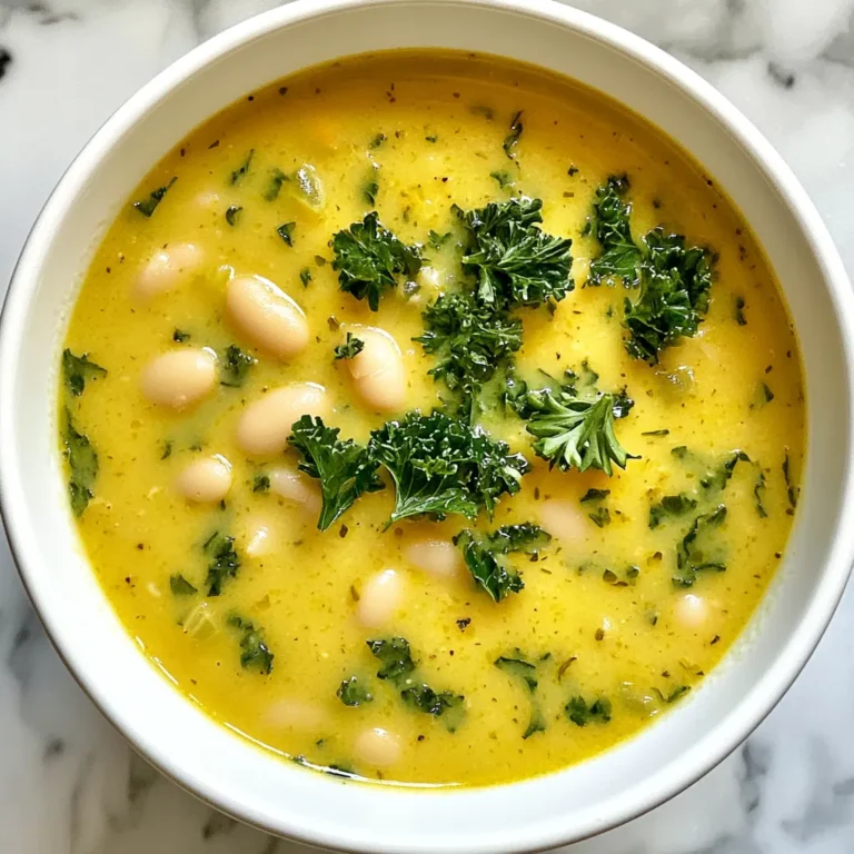 - 2 Esslöffel Olivenöl - 1 große Zwiebel, gewürfelt - 3 Knoblauchzehen, fein gehackt - 2 Karotten, gewürfelt - 2 Selleriestangen, gewürfelt Für diese Suppe brauchst du frische und einfache Zutaten. Olivenöl bringt einen tollen Geschmack. Zwiebel und Knoblauch geben der Suppe Tiefe. Karotten und Sellerie fügen Süße und Textur hinzu. Diese Hauptzutaten sind leicht zu finden. - 1 Teelöffel getrockneter Thymian - 1 Teelöffel getrockneter Rosmarin - 4 Tassen Gemüsebrühe Die Gewürze sind wichtig für den Geschmack. Thymian und Rosmarin geben der Suppe ein tolles Aroma. Gemüsebrühe sorgt für eine gute Basis. Du kannst auch selbstgemachte Brühe verwenden, wenn du magst. - 2 Dosen weiße Bohnen - 1 Tasse Kokosmilch - 2 Tassen gehackter Grünkohl - Saft von 1 Zitrone - Rote Paprikaflocken (optional) Weiße Bohnen machen die Suppe cremig und nahrhaft. Kokosmilch bringt einen Hauch von Süße. Grünkohl ist gesund und gibt Farbe. Zitrone sorgt für Frische. Rote Paprikaflocken sind optional, aber sie geben einen schönen Kick. Diese Zutaten machen die Suppe besonders lecker und sättigend. {{ingredient_image_2}} - Schneide eine große Zwiebel in kleine Würfel. - Hacke drei Knoblauchzehen fein. - Würfle zwei Karotten und zwei Selleriestangen. - Miss einen Teelöffel getrockneten Thymian und einen Teelöffel getrockneten Rosmarin ab. - Erhitze zwei Esslöffel Olivenöl in einem großen Topf bei mittlerer Hitze. - Gib die gewürfelte Zwiebel hinein und brate sie fünf Minuten an, bis sie weich ist. - Rühre den gehackten Knoblauch, die Karotten und den Sellerie ein. Koche das Gemüse fünf Minuten weiter. - Streue den Thymian und Rosmarin über das Gemüse und mische alles gut. - Gieße vier Tassen Gemüsebrühe in den Topf und füge zwei Dosen weiße Bohnen hinzu. Lass die Mischung aufkochen. - Püriere die Suppe mit einem Stabmixer, bis sie glatt ist. - Rühre eine Tasse Kokosmilch und zwei Tassen gehackten Grünkohl ein. - Lass die Suppe weitere fünf Minuten kochen, bis der Grünkohl zusammengefallen ist. - Füge den Saft von einer Zitrone hinzu. Schmecke die Suppe mit Salz, Pfeffer und optional roten Paprikaflocken ab. Um die ideale Konsistenz zu erhalten, empfehle ich die Verwendung eines Stabmixers. Dieser Mixer püriert die Suppe direkt im Topf. So bleibt alles einfach. Wenn Sie keinen Stabmixer haben, können Sie auch die Hälfte der Suppe in einen Standmixer geben. Pürieren Sie sie dann und geben Sie sie zurück in den Topf. Das sorgt für eine glatte und cremige Textur. Für mehr Geschmack können Sie frische Kräuter hinzufügen. Basilikum und Petersilie passen besonders gut. Sie verleihen der Suppe eine frische Note. Wenn Sie es schärfer mögen, fügen Sie scharfe Paprikaflocken hinzu. Diese bringen einen tollen Kick und machen die Suppe aufregender. Garnieren Sie die Suppe mit frischer Petersilie. Das sieht nicht nur schön aus, sondern schmeckt auch frisch. Eine weitere tolle Idee ist, die Suppe mit Avocado-Scheiben zu servieren. Die Avocado fügt eine cremige Textur hinzu und ergänzt den Geschmack perfekt. Pro Tipps Frische Kräuter hinzufügen: Für ein intensiveres Aroma können Sie frische Kräuter wie Basilikum oder Petersilie kurz vor dem Servieren hinzufügen. Variationen der Bohnen: Experimentieren Sie mit verschiedenen Bohnensorten, z. B. schwarzen Bohnen oder roten Bohnen, um unterschiedliche Geschmäcker zu erzielen. Rösten Sie das Gemüse: Rösten Sie die Zwiebeln, Karotten und Sellerie im Ofen, bevor Sie sie zur Suppe geben, um einen reichhaltigeren Geschmack zu erreichen. Die Konsistenz anpassen: Wenn Sie eine dickere Suppe bevorzugen, pürieren Sie mehr von der Suppe oder fügen Sie weniger Gemüsebrühe hinzu. {{image_4}} Wenn du eine vegane Option suchst, nimm einfach Kokosmilch. Sie macht die Suppe cremig und lecker. Kokosmilch hat einen milden Geschmack. Sie passt gut zu den weißen Bohnen und dem Gemüse. Du kannst die Sahne einfach durch Kokosmilch ersetzen. Das bleibt einfach und gibt viel Geschmack. Möchtest du mehr Protein? Dann füge Hähnchen oder Speck hinzu. Beides passt super zu der Suppe. Wenn du Hähnchen nimmst, brate es zuerst an. Schneide es in kleine Stücke und gib es in die Suppe. Für Speck, brate ihn knusprig und rühre ihn am Ende ein. So wird die Suppe herzhaft und lecker. Du kannst auch das Gemüse anpassen. Mögen deine Kinder beispielsweise keine Karotten? Ersetze sie durch Zucchini oder Paprika. Du kannst auch mehr Grünkohl oder Spinat hinzufügen. Das macht die Suppe noch gesünder. Jede Gemüsesorte bringt ihren eigenen Geschmack. So bleibt die Suppe immer interessant und lecker. Die cremige toskanische weiße Bohnensuppe bleibt im Kühlschrank bis zu fünf Tage frisch. Verwenden Sie einen luftdichten Behälter, um die Aromen zu bewahren. Stellen Sie sicher, dass die Suppe vollständig abgekühlt ist, bevor Sie sie in den Kühlschrank stellen. So vermeiden Sie, dass sich Kondenswasser bildet. Sie können die Suppe auch einfrieren. Verwenden Sie gefrierfeste Behälter oder Beutel. Lassen Sie etwas Platz, da die Suppe beim Einfrieren expandiert. Die Suppe hält sich bis zu drei Monate im Gefrierfach. Um die beste Qualität zu erhalten, beschriften Sie die Behälter mit Datum und Inhalt. Die beste Methode zum Aufwärmen ist, die Suppe langsam auf dem Herd zu erwärmen. Stellen Sie sie bei mittlerer Hitze auf den Herd und rühren Sie gelegentlich um. Wenn die Suppe zu dick ist, fügen Sie etwas Gemüsebrühe oder Wasser hinzu. Alternativ können Sie die Suppe in der Mikrowelle aufwärmen. Verwenden Sie dafür eine mikrowellengeeignete Schüssel und decken Sie sie ab, um Spritzer zu vermeiden. Um die Suppe schneller zu machen, bereiten Sie alles vorher vor. Schneiden Sie das Gemüse im Voraus. So sparen Sie Zeit beim Kochen. Verwenden Sie auch Dosenbohnen. Sie sind fertig zum Essen und brauchen kein Einweichen. Kochen Sie die Zwiebeln, während Sie das andere Gemüse schneiden. Das hilft, die Zeit zu nutzen. Ja, Sie können die Bohnen selber kochen. Beginnen Sie mit getrockneten weißen Bohnen. Spülen Sie sie zuerst unter kaltem Wasser ab. Dann legen Sie sie in einen großen Topf. Fügen Sie genug Wasser hinzu, um die Bohnen zu bedecken. Lassen Sie sie über Nacht einweichen. Am nächsten Tag bringen Sie das Wasser zum Kochen. Reduzieren Sie die Hitze und lassen Sie die Bohnen etwa 1 bis 1,5 Stunden köcheln, bis sie weich sind. Dies gibt der Suppe einen frischen Geschmack. Diese Suppe passt gut zu vielen Beilagen. Probieren Sie frisches Brot oder knusprige Croutons. Ein einfacher grüner Salat ist auch eine gute Wahl. Fügen Sie einen Spritzer Zitronensaft für mehr Frische hinzu. Außerdem können Sie Avocadoscheiben für eine cremige Note servieren. Diese Kombination macht das Essen noch besser. Diese Suppe ist einfach und gesund. Du hast erfahren, welche Zutaten du brauchst und wie du sie zubereitest. Tipps für verschiedene Geschmäcker und eine vegane Variante sind ebenfalls wichtig. Du kannst die Suppe im Kühlschrank lagern oder einfrieren. Die schnellen Zubereitungsmöglichkeiten helfen dir, Zeit zu sparen. Diese Suppe ist nicht nur nahrhaft, sondern auch vielseitig. Probiere sie aus und gestalte sie nach deinem Geschmack. Viel Spaß beim Kochen!