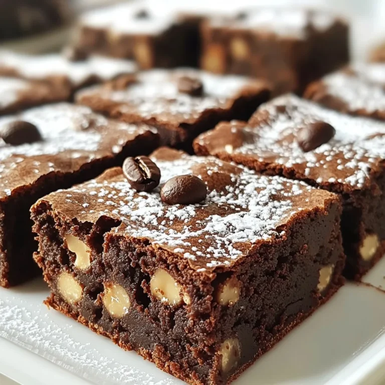 Für diese leckeren Brownies brauchen wir einige Hauptzutaten. Hier ist, was du benötigst: - 1 Tasse ungesalzene Butter - 2 ¼ Tassen Zucker - 1 Tasse brauner Zucker, fest gepackt - 4 große Eier - 1 Esslöffel Vanilleextrakt - 1 Tasse Weizenmehl - 1 Tasse ungesüßtes Kakaopulver - 1 Teelöffel Backpulver - ½ Teelöffel Salz - 2 Esslöffel Instant-Espresso-Pulver Diese Zutaten geben den Brownies ihre schöne Konsistenz und den tollen Geschmack. Es gibt auch einige optionale Zutaten, die du verwenden kannst. Dazu gehören: - 1 Tasse Schokoladenstückchen (halbsüß oder dunkel) - ½ Tasse Walnüsse oder Pekannüsse, gehackt Die Nüsse bringen einen schönen Crunch. Die Schokoladenstückchen machen die Brownies extra schokoladig. Die Schokoladenstückchen schmelzen beim Backen. Sie geben den Brownies einen reichen Schokoladengeschmack. Du kannst halbsüße oder dunkle Stückchen wählen, je nach deinem Geschmack. Die Nüsse fügen eine knackige Textur hinzu. Sie sind nicht zwingend nötig, aber sie machen die Brownies interessanter. Wenn du Nüsse magst, hacke sie grob und mische sie unter den Teig. Jede Zutat hat ihren Platz. Experimentiere mit verschiedenen Kombinationen, um deinen perfekten Brownie zu finden! {{ingredient_image_2}} Heize deinen Ofen auf 175°C vor. Das ist wichtig für die richtige Konsistenz der Brownies. Fette eine 23x33 cm Backform ein und lege sie mit Backpapier aus. So lassen sich die Brownies später einfach herausnehmen. Nimm eine mittelgroße Pfanne und schmelze die ungesalzene Butter bei schwacher Hitze. Achte darauf, dass sie nicht kocht. Lass die Butter danach etwas abkühlen. In einer großen Schüssel mische den weißen Zucker und den braunen Zucker mit der geschmolzenen Butter. Rühre gut, bis alles gleichmäßig ist. In einer anderen Schüssel vermische das Weizenmehl, das Kakaopulver, Backpulver, Salz und das Instant-Espresso-Pulver. Rühre alles mit einem Schneebesen gut durch. Füge die trockenen Zutaten nach und nach zur Zuckermischung hinzu. Mische sie vorsichtig, bis alles gerade so vermischt ist. Vermeide es, zu stark zu rühren, um die Brownies nicht zäh zu machen. Gieße den Teig in die vorbereitete Backform. Verteile ihn gleichmäßig. Backe die Brownies für 25-30 Minuten. Um sicherzustellen, dass sie fertig sind, stecke einen Zahnstocher in die Mitte. Er sollte mit ein paar feuchten Krümeln herauskommen. Lass die Brownies für 15 Minuten in der Form abkühlen. Nimm sie dann vorsichtig mit dem Backpapier heraus und lass sie auf einem Drahtgitter vollständig auskühlen, bevor du sie schneidest. Um die perfekte Textur zu bekommen, ist es wichtig, die Zutaten gut zu mischen. Zu viel Rühren kann die Brownies hart machen. Mische die trockenen und nassen Zutaten nur so lange, bis sie gerade verbunden sind. Das macht die Brownies schön saftig. Wenn du die Brownies backst, achte darauf, dass sie nicht zu lange im Ofen bleiben. Ein Zahnstocher sollte mit einigen feuchten Krümeln herauskommen. Hochwertige Zutaten machen einen großen Unterschied. Nutze frische Eier und echte Butter. Diese Zutaten bringen den besten Geschmack. Verwende auch gutes Kakaopulver und Schokolade. Dunkle Schokolade gibt den Brownies einen reichhaltigen, tiefen Geschmack. Wenn du Nüsse hinzufügst, achte darauf, dass sie frisch sind. So schmecken die Brownies noch besser. Die richtige Backzeit ist entscheidend. Backe die Brownies bei 175°C für 25 bis 30 Minuten. Überprüfe die Brownies mit einem Zahnstocher. Wenn er mit feuchten Krümeln herauskommt, sind sie fertig. Wenn noch flüssiger Teig daran haftet, brauchen sie mehr Zeit. Lass die Brownies nach dem Backen in der Form abkühlen. So setzen sich die Aromen und die Textur wird besser. Pro Tipps Butter richtig schmelzen: Achten Sie darauf, die Butter bei schwacher Hitze zu schmelzen, um ein Anbrennen zu vermeiden. Dies sorgt für einen gleichmäßigen Geschmack und eine glatte Textur. Espresso-Pulver optimal nutzen: Um den Kaffeegeschmack zu intensivieren, lösen Sie das Instant-Espresso-Pulver in einem kleinen Schuss heißem Wasser auf, bevor Sie es zu den trockenen Zutaten hinzufügen. Brownies perfekt backen: Überprüfen Sie die Brownies kurz vor Ende der Backzeit. Ein Zahnstocher sollte mit feuchten Krümeln herauskommen, um sicherzustellen, dass sie fudgy bleiben. Richtige Lagerung: Bewahren Sie die Brownies in einem luftdichten Behälter auf, um ihre Frische zu erhalten. Sie können auch einen Apfel hinzufügen, um die Feuchtigkeit zu bewahren. {{image_4}} Wenn Sie keine Schokoladenstückchen mögen, probieren Sie weiße Schokolade oder Toffee-Stücke. Diese geben den Brownies einen neuen Geschmack. Alternativ können Sie auch getrocknete Früchte wie Kirschen oder Cranberries verwenden. Für eine knackige Textur sind Riegel aus Reis oder Haferflocken eine gute Wahl. Wenn Sie Nüsse nicht mögen, lassen Sie sie einfach weg. Sie können auch Sonnenblumenkerne oder Kürbiskerne ausprobieren. Diese Optionen fügen einen schönen Crunch hinzu, ohne den Nussgeschmack. Um glutenfreie Brownies zu machen, ersetzen Sie das Weizenmehl durch Mandelmehl oder Kokosmehl. Diese Mehle geben den Brownies einen tollen Geschmack. Achten Sie darauf, dass alle anderen Zutaten ebenfalls glutenfrei sind. Für vegane Brownies ersetzen Sie die Eier durch Bananen oder Apfelmus. Diese Zutaten halten die Brownies feucht und lecker. Verwenden Sie vegane Butter oder Kokosöl statt normaler Butter. Achten Sie auch bei Schokoladenstückchen auf vegane Optionen. Möchten Sie den Brownies mehr Tiefe geben? Fügen Sie Zimt oder Muskatnuss hinzu. Diese Gewürze passen gut zu Schokolade und Kaffee. Eine Prise Salz verstärkt den Geschmack der Schokolade. Für einen besonderen Kick können Sie auch Chili-Pulver oder Ingwer verwenden. Diese Zutaten geben den Brownies eine angenehme Wärme. Experimentieren Sie mit verschiedenen Aromen, um Ihre perfekte Mischung zu finden. Um die frisch gebackenen Mocha Espresso Brownies optimal zu lagern, lasse sie zuerst abkühlen. Schneide sie dann in Stücke. Verwende einen luftdichten Behälter für die Aufbewahrung. So bleiben sie frisch und saftig. Du kannst auch Backpapier zwischen die Schichten legen. So kleben sie nicht zusammen. Im Kühlschrank halten die Brownies etwa eine Woche. Achte darauf, dass der Behälter gut verschlossen ist. Wenn du die Brownies länger aufbewahren möchtest, friere sie ein. Im Gefrierschrank bleiben sie bis zu drei Monate frisch. Wickele sie gut in Frischhaltefolie ein, bevor du sie einfrierst. Um die Brownies wieder warm zu machen, nimm sie aus dem Kühlschrank oder Gefrierschrank. Lass sie zuerst bei Raumtemperatur aufwärmen. Du kannst sie dann im Ofen bei 150°C für etwa 10 Minuten aufwärmen. Alternativ erhitze sie in der Mikrowelle für 10 bis 15 Sekunden. So sind sie wieder weich und lecker. Mocha Espresso Brownies bleiben frisch, wenn Sie sie richtig lagern. Bei Raumtemperatur sind sie bis zu fünf Tage haltbar. Lagern Sie sie in einem luftdichten Behälter, um sie vor Trockenheit zu schützen. Im Kühlschrank halten sie bis zu zwei Wochen. Wenn Sie sie länger aufbewahren möchten, frieren Sie die Brownies ein. So bleiben sie bis zu drei Monate genießbar. Ja, Sie können die Nüsse weglassen. Die Brownies schmecken auch ohne Nüsse sehr gut. Wenn Sie eine nussfreie Version wollen, fügen Sie einfach mehr Schokoladenstückchen hinzu. Das gibt den Brownies eine reichhaltige Textur und einen tollen Geschmack. Nüsse bieten zwar einen schönen Crunch, sind aber nicht unbedingt nötig. Wenn Sie kein Kakaopulver haben, können Sie auch geschmolzene Schokolade verwenden. Etwa 100 Gramm geschmolzene Schokolade ersetzen eine Tasse Kakaopulver. Achten Sie darauf, die Menge an Zucker etwas zu reduzieren, da Schokolade süßer ist. Eine andere Option ist Carob-Pulver, das einen ähnlichen Geschmack hat. Mocha Espresso Brownies sind einfach zuzubereiten und lecker. Wir haben die Zutaten, die Schritte und hilfreiche Tipps betrachtet. Von der perfekten Textur bis zu praktischen Aufbewahrungsinfos gibt es viel zu lernen. Denk daran, hochwertige Zutaten zu nutzen, um das Beste aus deinem Rezept herauszuholen. Experimentiere mit Variationen, um deine eigenen Lieblingskombinationen zu finden. Mit diesen Grundlagen und Ideen machst du großartige Brownies, die jeder liebt. Viel Spaß beim Backen und Genießen!