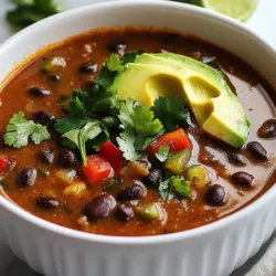 Hier sind die Zutaten für die würzige Chipotle-Schwarze Bohnensuppe: - 2 Tassen gekochte schwarze Bohnen (oder 1 Dose, gut abgespült und abgetropft) - 1 mittelgroße Zwiebel, gewürfelt - 2 Knoblauchzehen, fein gehackt - 1 Jalapeño, fein gehackt (entkernt für weniger Schärfe) - 1 rote Paprika, gewürfelt - 1 Esslöffel Olivenöl - 2 Teelöffel gemahlener Kreuzkümmel - 1 Teelöffel geräuchertes Paprikapulver - 1-2 Chipotle-Paprika in Adobo-Soße, gehackt (nach Geschmack anpassen) - 4 Tassen Gemüsebrühe - 1 Dose (400 g) gewürfelte Tomaten - 1 Esslöffel Limettensaft - Salz und schwarzer Pfeffer nach Geschmack - Frischer Koriander, gehackt (zum Garnieren) - Avocadoscheiben (zum Garnieren) Diese Suppe ist nahrhaft und gesund. Sie enthält viel Protein und Ballaststoffe. Schwarze Bohnen sind toll für die Verdauung. Gemüse bringt Vitamine und Mineralien. Ein Teller dieser Suppe kann eine gute Portion für eine Mahlzeit sein. Sie hat auch wenig gesättigte Fette. Wähle frische Zutaten für den besten Geschmack. Achte darauf, dass die Bohnen gut abgespült sind. Frische Zwiebeln und Knoblauch bieten mehr Aroma. Verwende reife Avocados für die Garnitur. Frischer Koriander bringt Frische in die Suppe. Wenn du die Schärfe anpassen möchtest, wähle milde Jalapeños oder weniger Chipotle-Paprika. {{ingredient_image_2}} Zuerst solltest du alle Zutaten bereitstellen. Das macht das Kochen einfacher. Hier ist, was du brauchst: - 2 Tassen gekochte schwarze Bohnen (oder 1 Dose, gut abgespült und abgetropft) - 1 mittelgroße Zwiebel, gewürfelt - 2 Knoblauchzehen, fein gehackt - 1 Jalapeño, fein gehackt (entkernt für weniger Schärfe) - 1 rote Paprika, gewürfelt - 1 Esslöffel Olivenöl - 2 Teelöffel gemahlener Kreuzkümmel - 1 Teelöffel geräuchertes Paprikapulver - 1-2 Chipotle-Paprika in Adobo-Soße, gehackt (nach Geschmack anpassen) - 4 Tassen Gemüsebrühe - 1 Dose (400 g) gewürfelte Tomaten - 1 Esslöffel Limettensaft - Salz und schwarzer Pfeffer nach Geschmack - Frischer Koriander, gehackt (zum Garnieren) - Avocadoscheiben (zum Garnieren) Schnapp dir ein scharfes Messer und ein Schneidebrett. Beginne mit dem Schneiden der Zwiebel, Paprika und Jalapeño. Die Zwiebel macht die Basis lecker. Jalapeño bringt die Schärfe, also passe die Menge nach deinem Geschmack an. Erhitze das Olivenöl in einem großen Topf bei mittlerer Hitze. Füge die gewürfelte Zwiebel, Paprika und Jalapeño hinzu. Dünste alles für 5-7 Minuten. Die Zwiebeln sollten glasig und weich werden. Jetzt kommt der Knoblauch. Gib ihn hinzu und lasse ihn eine Minute mitdünsten. Das gibt der Suppe viel Geschmack. Rühre dann den Kreuzkümmel, das geräucherte Paprikapulver und die gehackten Chipotle-Paprika ein. Koche das Ganze für 2 Minuten. Das hilft, die Aromen gut zu vermischen. Füge nun die gekochten schwarzen Bohnen, die gewürfelten Tomaten und die Gemüsebrühe hinzu. Rühre alles gut um. Lass die Suppe zum Kochen kommen. Reduziere dann die Hitze auf niedrig und lasse sie 20-25 Minuten köcheln. Nach dem Köcheln kannst du die Suppe mit einem Stabmixer pürieren. So wird sie cremiger. Wenn du eine stückigere Suppe magst, lasse diesen Schritt weg. Rühre den Limettensaft ein und schmecke mit Salz und schwarzem Pfeffer ab. Wenn die Suppe zu dick ist, füge etwas mehr Brühe hinzu, um die gewünschte Konsistenz zu erreichen. Jetzt ist deine Suppe bereit. Serviere sie heiß und garniere sie mit frischem Koriander und Avocadoscheiben. So wird das Gericht noch schmackhafter und sieht toll aus! Um den Geschmack der Suppe zu verbessern, probiere diese Tricks: - Röste die Gewürze: Röste den Kreuzkümmel in der Pfanne, bevor du ihn hinzufügst. Das bringt die Aromen besser zur Geltung. - Frische Kräuter: Füge frische Kräuter wie Thymian oder Oregano hinzu, um den Geschmack zu verstärken. - Säure hinzufügen: Ein Spritzer Limettensaft macht die Suppe lebendiger. Probiere es aus! Achte auf diese häufigen Fehler: - Zu wenig Zeit kochen: Lass die Suppe lange genug köcheln, damit die Aromen gut durchziehen. - Übermixen: Wenn du die Suppe pürierst, mixe sie nicht zu lange. Die Konsistenz sollte stückig bleiben. - Salz später hinzufügen: Schmecke die Suppe erst am Ende ab. So kannst du den Geschmack besser kontrollieren. Die Präsentation macht viel aus! Hier sind einige Ideen: - Schalenwahl: Verwende tiefere Schalen, um die Suppe gut zur Geltung zu bringen. - Garnieren: Garniere die Suppe mit frischem Koriander und Avocadoscheiben. Das sieht nicht nur gut aus, es schmeckt auch besser! - Limettenviertel: Lege ein Limettenviertel an die Seite. Das sorgt für einen spritzigen Akzent und macht das Gericht lebendiger. Pro Tipps Das richtige Bohnen-Management: Verwende entweder frisch gekochte schwarze Bohnen oder eine Dose, die gut abgespült wird, um überschüssiges Natrium zu entfernen. Würze nach Geschmack: Passe die Menge der Chipotle-Paprika an deine Vorliebe für Schärfe an. Beginne mit einer und füge mehr hinzu, wenn du es würziger magst. Konsistenz anpassen: Wenn du eine cremigere Suppe möchtest, püriere einen Teil oder die gesamte Suppe mit einem Stabmixer. Frische Garnitur: Frischer Koriander und Avocadoscheiben verleihen der Suppe nicht nur Geschmack, sondern auch eine ansprechende Optik. {{image_4}} Die würzige Chipotle-Schwarze Bohnensuppe ist von Natur aus vegan. Sie enthält keine tierischen Produkte. Das macht sie ideal für alle, die pflanzlich essen. Du kannst auch andere Gemüsesorten hinzufügen. Zum Beispiel Karotten oder Sellerie. Diese sorgen für zusätzlichen Geschmack und Nährstoffe. Möchtest du deine Suppe aufpeppen? Füge mehr Gemüse hinzu! Zucchini oder Spinat passen gut. Du kannst auch Quinoa oder Reis für mehr Füllung einrühren. Wenn du es herzhaft magst, probiere geräucherten Tofu oder Tempeh. Diese Zutaten machen die Suppe noch interessanter. Die Schärfe der Suppe kannst du leicht anpassen. Wenn du es milder magst, entferne die Kerne der Jalapeños. Verwende weniger Chipotle-Paprika oder lasse sie ganz weg. Wenn du es schärfer magst, füge mehr Chipotle hinzu. Du kannst auch frische Chilis oder Cayennepfeffer verwenden. Achte darauf, dass du nach dem Hinzufügen immer gut probierst. So findest du die perfekte Balance für deinen Geschmack. Du kannst die Suppe in einem luftdichten Behälter aufbewahren. Stelle sicher, dass sie abgekühlt ist, bevor du sie in den Kühlschrank stellst. So bleibt die Suppe frisch. Sie hält sich dort bis zu fünf Tage. Achte darauf, die Suppe vor dem Servieren gut umzurühren. Falls du die Suppe länger aufbewahren möchtest, friere sie einfach ein. Fülle die Suppe in gefriergeeignete Behälter oder Beutel. Lass etwas Platz für die Ausdehnung der Suppe beim Einfrieren. Die Suppe bleibt bis zu drei Monate haltbar. Wenn du sie auftauen möchtest, lege sie über Nacht in den Kühlschrank. Um die Suppe wieder zu erwärmen, gib sie in einen Topf. Erhitze sie bei mittlerer Hitze. Rühre dabei regelmäßig um, damit sie gleichmäßig warm wird. Du kannst auch die Mikrowelle nutzen. Stelle sicher, dass du die Suppe in einer mikrowellengeeigneten Schüssel erhitzt. Decke die Schüssel ab, damit sie nicht austrocknet. Erwärme sie in kurzen Abständen, um die richtige Temperatur zu erreichen. Zu meiner würzigen Chipotle-Schwarzen Bohnensuppe passen viele Beilagen. Hier sind einige Ideen: - Reis: Weißer oder brauner Reis sorgt für eine sättigende Basis. - Tortilla-Chips: Knusprige Chips machen jede Schüssel noch besser. - Guacamole: Cremige Guacamole ergänzt die Schärfe und gibt Frische. - Sauerrahm: Ein Klecks Sauerrahm mildert die Hitze und fügt Geschmack hinzu. - Salat: Ein einfacher grüner Salat bringt frische Aromen dazu. Die Suppe hält sich gut im Kühlschrank. Du kannst sie dort etwa 3 bis 5 Tage aufbewahren. Achte darauf, sie in einem luftdichten Behälter zu lagern. Wenn du die Suppe länger aufbewahren möchtest, friere sie ein. So bleibt sie bis zu 3 Monate frisch. Ja, du kannst schwarze Bohnen leicht selbst kochen. So geht's: 1. Einweichen: Weiche die Bohnen über Nacht in Wasser ein. Das macht sie weicher und verkürzt die Kochzeit. 2. Kochen: Spüle die Bohnen ab und gib sie in einen großen Topf. Bedecke sie mit frischem Wasser. Koche sie dann etwa 1 bis 1,5 Stunden, bis sie weich sind. 3. Abgießen: Gieße die Bohnen ab und verwende sie in deiner Suppe. Das Kochen von Bohnen gibt dir die volle Kontrolle über den Geschmack und die Textur. In diesem Artikel haben wir die wichtigsten Zutaten und deren Nährwert betrachtet. Wir haben eine Schritt-für-Schritt-Anleitung für die Zubereitung der Suppe gegeben. Zudem teilten wir Tipps und Tricks, um das beste Ergebnis zu erzielen. Variationen erlauben es dir, kreativ zu sein und die Suppe nach deinem Geschmack anzupassen. Schließlich klärten wir, wie du die Suppe richtig lagerst. Nutze diese Informationen, um deine nächste Suppe einfach und lecker zu machen. Viel Spaß beim Kochen!