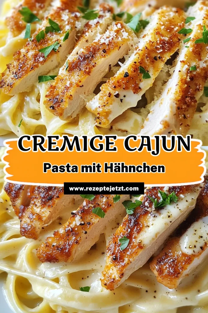 Entdecken Sie unser köstliches Cajun Hähnchen Alfredo Rezept, das die perfekte Kombination aus würzigem Cajun Gewürz Hähnchen und cremiger Alfredo Sauce bietet! Genießen Sie die zarten Fettuccine mit zartem Hähnchen, in nur 30 Minuten zubereitet. Ein Muss für Pasta-Liebhaber! Probieren Sie es aus und bringen Sie etwas Würze in Ihre Küche! Speichern Sie das Rezept und teilen Sie Ihre Kreationen! #CajunHähnchenAlfredo #FettuccineRezept #CremigeAlfredoSauce #PastaMitHähnchen