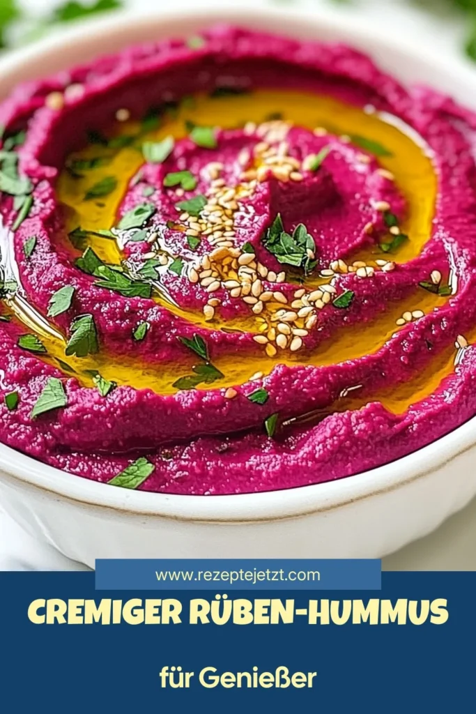 Entdecke unser Rezept für cremigen Rüben-Hummus, das perfekte vegane Hummus für gesunde Snacks! Mit gerösteten Rüben und Kichererbsen ist dieser Kichererbsen-Dip nicht nur lecker, sondern auch einfach zuzubereiten. Perfekt als Dip oder Brotaufstrich. Lass dich inspirieren und probiere dieses gesunde Rezept aus. Speichere es dir und verwandele deine Snackzeit! #RübenHummus #GesundeSnacks #VeganesHummus #KichererbsenDip