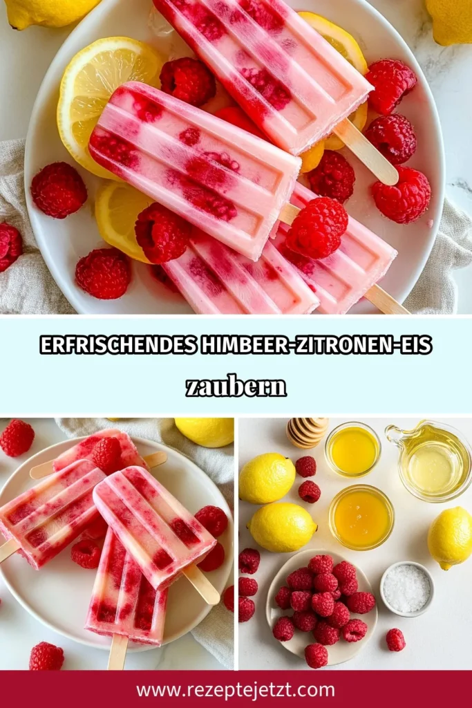 Entdecken Sie unser erfrischendes Sommerdessert: Himbeer-Zitronen-Eis! Dieses Eis am Stiel Rezept ist perfekt für heiße Tage und enthält nur gesunde Zutaten. Mit frischen Himbeeren und zitronigem Geschmack ist dieses selbstgemachte Eis rezept nicht nur lecker, sondern auch gesund. Genießen Sie Ihre Sommermomente mit diesem einfachen Eis am Stiel Rezept! Jetzt ausprobieren und speichern! #HimbeerZitronenEis #EisAmStielRezept #GesundeEisrezepte #Sommerdessert