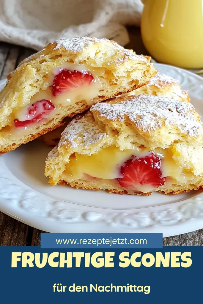 Entdecke unser köstliches Erdbeer-Zitronen-Scones Rezept! Diese fruchtigen Scones mit Erdbeeren sind einfach zu backen und perfekt für einen gemütlichen Nachmittag. In nur 30 Minuten hast du goldbraune Zitronenscones mit Erdbeeren, die jeder liebt. Probiere es aus und genieße die perfekte Kombination aus Süße und Säure! Teile dein Ergebnis und speichere dieses Rezept für dein nächstes Backabenteuer! #ErdbeerZitronenScones #SconesRezept #fruchtigeScones #einfachSconesbacken