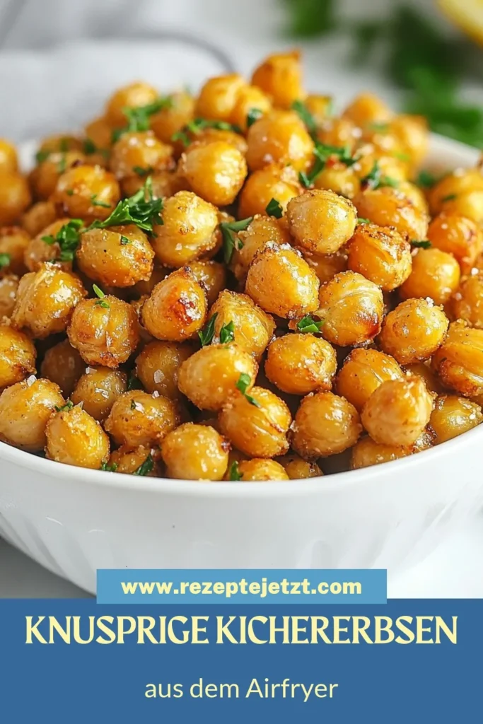 Entdecke das perfekte Kichererbsen Rezept für knusprige Kichererbsen, die im Air Fryer zubereitet werden! Diese gesunden Snacks sind der ideale vegane Snack für zwischendurch oder als Topping für Salate. Super einfach, köstlich und voller Geschmack! Probiere es aus und genieße die knusprige Textur und das aromatische Gewürzspiel! Speichere dieses Rezept für deine nächsten Air Fryer Snacks! #KichererbsenRezept #knusprigeKichererbsen #AirFryerSnacks #gesundeSnacks