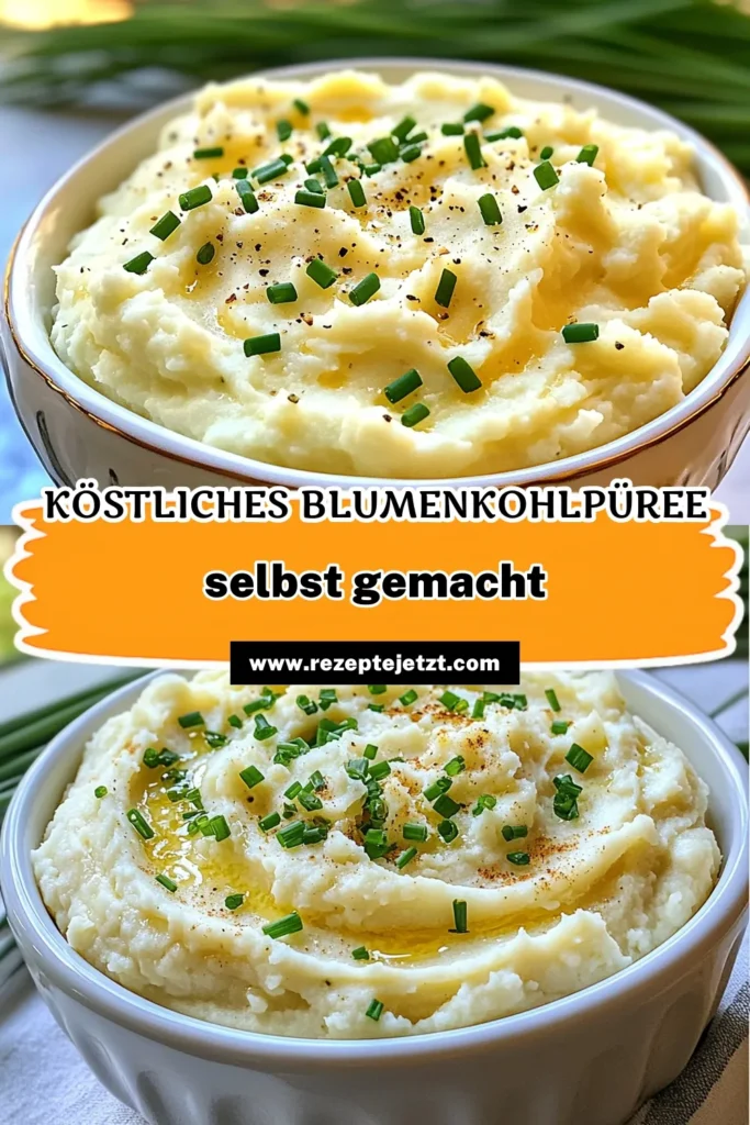 Entdecken Sie das cremige Blumenkohlpüree, das Ihre neue Lieblingsbeilage wird! Dieses Rezept für Blumenkohl Delikatesse ist einfach zuzubereiten und eignet sich perfekt als gesunde cremige Beilage. Verwöhnen Sie Ihre Familie mit einem köstlichen Blumenkohlrezept, das alle begeistert. Ideal für jede Gelegenheit! Speichern Sie es für Ihr nächstes Festmahl! #Blumenkohlrezepte #einfacheGemüsebeilagen #gesundeBeilagen #CremigeLeckereien