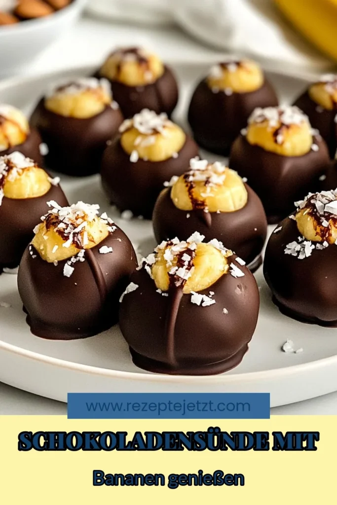 Genießen Sie dieses köstliche Bananensnack Rezept für Schokoladenüberzogene Bananen! Diese gesunden Süßigkeiten sind einfach und perfekt für einen schnellen Genuss. Schneiden Sie reife Bananen in Scheiben, tauchen Sie sie in geschmolzene Schokolade und frieren Sie sie für einen erfrischenden gefrorenen Bananenbissen ein. Ideal für den Snack in der Pause oder als schnelles Dessert. Probieren Sie es aus und lassen Sie sich von diesem Rezept verzaubern! #Bananensnack #GesundeSüßigkeiten #SchnelleDessertIdeen #SchokoladenüberzogeneBananen