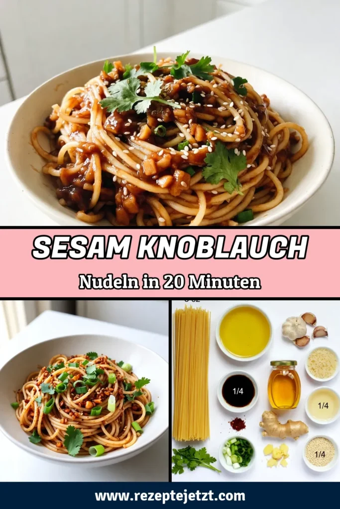 Genießen Sie diese köstlichen Sesam Knoblauch Nudeln! Dieses einfache Nudeln mit Knoblauch Rezept ist perfekt, wenn Sie eine schnelle und gesunde Mahlzeit benötigen. Die asiatischen Nudeln werden mit Sojasauce verfeinert und sind zudem vegan. Bereiten Sie sich auf ein Geschmackserlebnis vor, das schnell zubereitet ist und die ganze Familie begeistern wird. Probieren Sie es aus und speichern Sie das Rezept! #SesamKnoblauchNudeln #VeganesRezeptNudeln #EinfacheNudelnMitKnoblauch #GesundeNudelnMitSojasauce