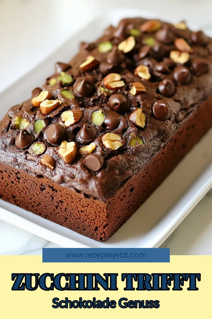 Entdecke das Rezept für das perfekte Choco-Zucchini Brot! Dieses gesunde Zucchini Schokoladenbrot ist mit saftigen Zucchini und köstlichen Schokoladenstückchen gefüllt, was es zu einem leckeren Zucchini Rezept für jede Gelegenheit macht. Ideal für das Frühstück oder zum Snacken. Probiere es aus und genieße ein Stück Wohlbefinden! Speichere dieses Rezept für dein nächste Backabenteuer. #ZucchiniSchokoladenbrot #GesundesZucchiniBrot #LeckeresZucchiniRezept #SchokoladenstückchenBrot