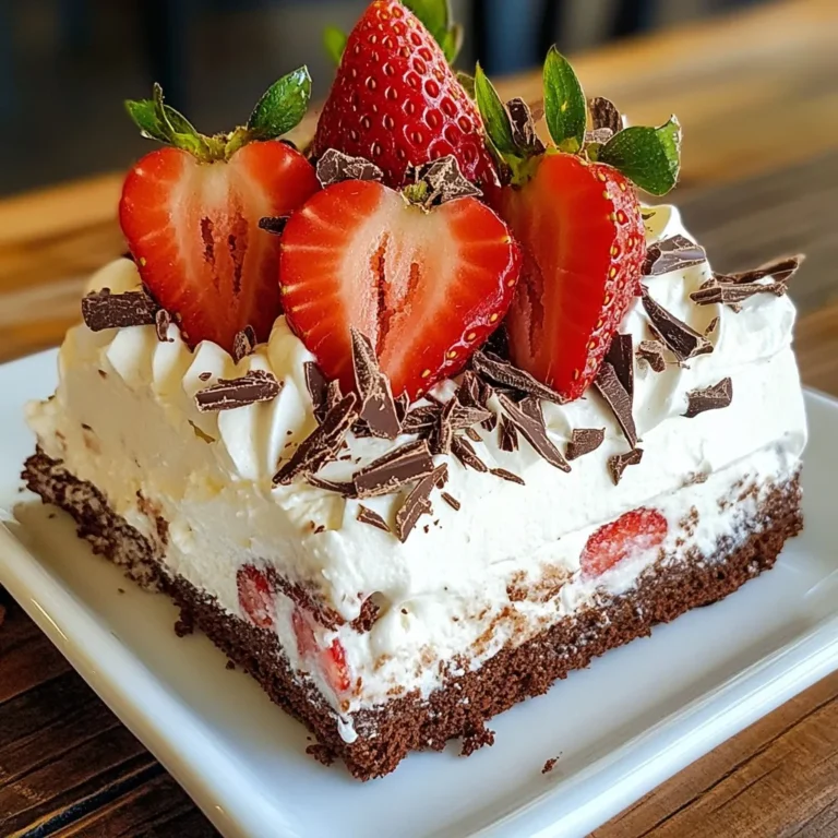 Um diesen köstlichen Schokoladen Erdbeer Eisboxkuchen zu machen, benötigst du: - 1 Packung (14-16 oz) Schokoladen-Waffelkekse - 2 Tassen Schlagsahne - 1/2 Tasse Puderzucker - 1 Teelöffel Vanilleextrakt - 2 Tassen frische Erdbeeren, entkelcht und in Scheiben geschnitten - 1/4 Tasse dunkle Schokoladenraspeln (optional als Garnitur) Diese Zutaten sind einfach zu finden und machen das Rezept zu einem Genuss. Falls du keine Schokoladen-Waffelkekse hast, probiere andere Kekse. Vanille-Waffelkekse sind eine gute Option. Für die Schlagsahne kannst du auch eine pflanzliche Sahne verwenden. Dies ist eine tolle Option für Veganer. Wenn du keinen Puderzucker hast, kannst du normalen Zucker verwenden. Mahle ihn einfach feiner, um die gleiche Süße zu erreichen. Achte beim Kauf der Erdbeeren auf frische, rote Beeren. Sie sollten fest sein und gut riechen. Für die Schlagsahne wähle eine hochwertige, die 36% Fettgehalt hat. Dies sorgt für eine bessere Textur und mehr Geschmack. Dunkle Schokoladenraspeln sollten einen hohen Kakaoanteil haben. So bekommst du einen reichhaltigen und tiefen Schokoladengeschmack. {{ingredient_image_2}} Zuerst nehmen wir eine große Rührschüssel. Wir geben die Schlagsahne hinein. Dann nutzen wir einen elektrischen Mixer. Wir schlagen die Sahne bei mittlerer Geschwindigkeit. Wenn sie anfängt, dick zu werden, fügen wir Puderzucker hinzu. Wir geben auch Vanilleextrakt dazu. Dann schlagen wir weiter, bis sich weiche Spitzen bilden. Achten Sie darauf, die Sahne nicht zu überziehen. Nun nehmen wir eine rechteckige Auflaufform. Wir verteilen zuerst eine dünne Schicht der Schlagsahne am Boden. Dann legen wir eine Schicht Schokoladen-Waffelkekse darauf. Wir decken den ganzen Boden ab. Danach streichen wir eine Schicht Schlagsahne über die Kekse. Wir fügen eine großzügige Schicht geschnittene Erdbeeren hinzu. Wir wiederholen diese Schritte, bis alle Zutaten aufgebraucht sind. Die letzte Schicht sollte Schlagsahne sein. Jetzt decken wir die Form mit Frischhaltefolie ab. Wir stellen den Kuchen für mindestens 4 Stunden in den Kühlschrank. Optimal ist es, ihn über Nacht stehen zu lassen. So werden die Kekse weich und die Aromen verbinden sich. Kurz vor dem Servieren garnieren wir ihn mit Schokoladenraspeln. Optional können wir auch zusätzliche Erdbeerscheiben anrichten. Beim Schlagen der Sahne ist es wichtig, die richtige Technik zu verwenden. Verwende immer eine kalte Schüssel und kalte Sahne. Das hilft der Sahne, besser zu schlagen. Schlage die Sahne nicht zu lange. Wenn sie Butter wird, ist es zu spät. Halte nach weichen Spitzen Ausschau. Sofort aufhören, wenn sie die richtige Konsistenz hat. Um perfekte Schichten zu erzielen, beginne mit einer dünnen Schicht Schlagsahne. Diese dient als Basis und hilft, die Kekse zu halten. Lege dann die Schokoladen-Waffelkekse gleichmäßig aus. Achte darauf, dass sie die gesamte Fläche bedecken. Schichte dann die Schlagsahne und die Erdbeeren gleichmäßig. Wiederhole dies, bis alle Zutaten verbraucht sind. Die letzte Schicht sollte immer Schlagsahne sein. Die Kühldauer ist entscheidend für den Geschmack und die Textur. Lasse den Kuchen mindestens 4 Stunden im Kühlschrank, besser über Nacht. So können die Kekse weich werden und die Aromen sich vermischen. Ein gut gekühlter Kuchen hat eine bessere Struktur und lässt sich einfacher schneiden. Pro Tipps Die richtige Sahne wählen: Verwenden Sie schwere Schlagsahne für die besten Ergebnisse. Sie schlägt besser auf und sorgt für eine cremigere Textur. Kekse leicht anfeuchten: Tauchen Sie die Schokoladen-Waffelkekse schnell in Milch, bevor Sie sie schichten. Dadurch werden sie weicher und nehmen die Aromen besser auf. Frische Erdbeeren verwenden: Achten Sie darauf, nur reife und frische Erdbeeren zu verwenden, um den besten Geschmack in Ihrem Eisboxkuchen zu gewährleisten. Über Nacht kühlen: Lassen Sie den Kuchen über Nacht im Kühlschrank, damit sich die Aromen gut verbinden und die Kekse die richtige Konsistenz erreichen. {{image_4}} Ich liebe es, mit verschiedenen Früchten zu experimentieren. Statt Erdbeeren kannst du Himbeeren oder Blaubeeren verwenden. Diese Früchte bringen neue Aromen. Du kannst auch eine Mischung aus Früchten verwenden. Das macht deinen Kuchen bunt und lecker. Denke daran, die Früchte gut zu waschen und zu schneiden. So wird alles schön gleichmäßig. Für eine glutenfreie Version wähle glutenfreie Waffelkekse. Diese sind in vielen Geschäften erhältlich. Achte darauf, die Zutaten zu prüfen. Viele Marken bieten tolle Geschmacksrichtungen an. Du kannst auch glutenfreie Kekse selber machen. Das sorgt für eine frische Note und mehr Geschmack. Möchtest du eine vegane Variante? Verwende pflanzliche Schlagsahne. Es gibt viele Marken, die gute Alternativen bieten. Dabei kannst du auch Kokoscreme ausprobieren. Sie gibt einen tollen Geschmack. Anstelle von Waffelkeksen kannst du auch veganen Keksboden verwenden. Achte darauf, dass alle Zutaten pflanzenbasiert sind. So bleibt dein Eisboxkuchen vegan und lecker. Um den Schokoladen Erdbeer Eisboxkuchen frisch zu halten, decken Sie ihn gut ab. Verwenden Sie Frischhaltefolie oder einen Deckel für die Auflaufform. Lagern Sie den Kuchen im Kühlschrank. So bleiben die Kekse weich und die Aromen frisch. Im Kühlschrank hält sich der Kuchen bis zu fünf Tage. Nach dieser Zeit kann die Qualität nachlassen. Achten Sie auf Anzeichen von Verderb, wie einen unangenehmen Geruch oder eine veränderte Textur. Sie können den Kuchen auch einfrieren. Schneiden Sie ihn in Portionen, um das Auftauen zu erleichtern. Wickeln Sie jede Portion in Frischhaltefolie und legen Sie sie in einen Gefrierbehälter. So bleibt der Geschmack bis zu zwei Monate erhalten. Zum Auftauen legen Sie die Portionen einfach in den Kühlschrank, bis sie weich sind. Der Kuchen sollte mindestens 4 Stunden im Kühlschrank stehen. Ich empfehle, ihn über Nacht zu lassen. So werden die Kekse weich und die Aromen verbinden sich gut. Je länger er kühlt, desto besser wird der Geschmack. Ja, du kannst andere Kekse verwenden. Schokoladenkekse oder sogar Butterkekse passen gut. Achte darauf, dass sie nicht zu weich sind. Sie sollten die Schichten gut halten. Das Experimentieren mit verschiedenen Keksen kann spannende neue Geschmäcker bringen. Der Kuchen hält sich im Kühlschrank etwa 3 bis 5 Tage. Decke ihn gut ab, damit er frisch bleibt. Du kannst ihn auch einfrieren, wenn du ihn länger aufbewahren möchtest. Im Gefrierfach bleibt er bis zu einem Monat lecker. Dieser Artikel hat dir alle wichtigen Zutaten und Anleitungen für einen Schokoladen-Erdbeer-Eisboxkuchen gezeigt. Wir haben über die besten Zutaten und Alternativen gesprochen und Tipps gegeben, um häufige Fehler zu vermeiden. Du weißt nun, wie man perfekte Schichten bildet und den Kuchen richtig lagert. Denke daran, dass diese kalte Süßspeise einfach variiert werden kann, auch glutenfrei oder vegan. Also, nimm dir die Zeit, diesen Kuchen auszuprobieren und zu genießen! Viel Spaß beim Backen!