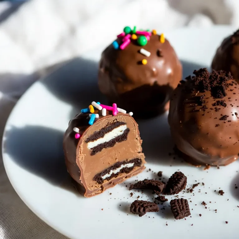 - 1 Packung (400 g) Oreo-Kekse - 225 g Frischkäse, weich - 340 g dunkle Schokoladenstückchen - 1 Esslöffel Kokosöl (optional für eine glattere Konsistenz) Die Hauptzutaten für diese Trüffel sind einfach und leicht zu finden. Die Oreo-Kekse bilden die Basis. Sie geben den Trüffeln ihren typischen Geschmack und die knusprige Textur. Ich empfehle, die Kekse in einer Küchenmaschine zu zerkleinern. So wird es schnell und einfach. Wenn Sie keine Maschine haben, benutzen Sie einen Nudelholz. Legen Sie die Kekse in einen Beutel und rollen Sie darüber. Der Frischkäse sorgt für die cremige Füllung. Er macht die Trüffel zart und lecker. Achten Sie darauf, dass der Frischkäse weich ist. So lässt er sich besser mit den Keksen vermischen. Die dunklen Schokoladenstückchen sind für die Überzugschicht wichtig. Sie geben den Trüffeln ihren schokoladigen Geschmack. Wenn Sie eine glattere Schokolade wollen, können Sie etwas Kokosöl hinzufügen. Das Kokosöl macht die Schokolade glänzender und leichter zu verarbeiten. - Streusel - Zerbröselte Oreos Die Dekoration macht die Trüffel noch schöner. Sie können bunte Streusel verwenden, um einen festlichen Look zu erzielen. Alternativ können Sie zerbröselte Oreos auf die Trüffel streuen. Das gibt einen zusätzlichen Crunch und sieht toll aus. Achten Sie darauf, die Dekoration sofort anzubringen, wenn die Schokolade noch feucht ist. So haftet alles gut. {{ingredient_image_2}} Um die Oreo-Kekse zu zerkleinern, lege sie in eine Küchenmaschine. Mahle sie, bis sie fein sind. Wenn du keine Küchenmaschine hast, kannst du auch einen Nudelholz verwenden. Lege die Kekse in einen wiederverschließbaren Beutel. Rolle dann mit dem Nudelholz darüber, bis sie gut zerbrochen sind. Beide Methoden sind einfach und effektiv. Jetzt vermischst du die zerkleinerten Oreos mit dem Frischkäse. Nimm eine große Schüssel und gebe die Kekse und den Frischkäse hinein. Nutze einen Spatel oder deine Hände, um die Mischung gut zu vermengen. Achte darauf, dass die Konsistenz teigartig wird. Wenn sie zu trocken ist, füge etwas mehr Frischkäse hinzu. Es sollte alles gut zusammenhalten. Nimm etwa einen Esslöffel von der Mischung und forme sie zu einer Kugel. Die ideale Größe ist etwa so groß wie eine Walnuss. Lege die Bällchen auf ein Backblech, das mit Backpapier ausgelegt ist. Achte darauf, genug Platz zwischen den Bällchen zu lassen. Stelle das Blech für 30 Minuten in den Kühlschrank, damit die Bällchen fest werden. Während die Bällchen kühlen, kannst du die Schokolade schmelzen. Gib die dunklen Schokoladenstückchen in eine mikrowellengeeignete Schüssel. Schmelze sie in 30-Sekunden-Intervallen. Rühre zwischen den Intervallen um, bis die Schokolade glatt ist. Wenn du eine glänzende Schokolade möchtest, füge einen Esslöffel Kokosöl hinzu. Das macht die Schokolade schöner und glatter, wenn du die Trüffel überziehst. Die Kühlung ist sehr wichtig für deine Trüffel. Sie hilft, die Mischung fest zu machen. Wenn du die Trüffel nicht kühlst, können sie beim Überziehen zerfallen. Die Kühlung sorgt auch dafür, dass die Schokolade besser haftet. Die Konsistenz der Trüffel wird durch die Kühlung beeinflusst. Nach 30 Minuten im Kühlschrank sind sie fest und gut formbar. So halten sie die Form, wenn du sie in die Schokolade tauchst. Eine gute Kühlung macht den Unterschied zwischen perfekten und matschigen Trüffeln. Es gibt einige häufige Fehler, die du vermeiden solltest. Ein Fehler ist, die Oreo-Kekse nicht genug zu zerkleinern. Wenn die Stücke zu groß sind, wird die Mischung nicht gut. Mahle die Kekse entweder in einer Küchenmaschine oder mit einem Nudelholz, bis sie ganz fein sind. Ein weiterer Fehler ist, die Trüffel nicht lange genug zu kühlen. Wenn du sie zu früh in die Schokolade tauchst, zerfallen sie. Achte darauf, dass sie mindestens 30 Minuten im Kühlschrank sind. Für die perfekte Schokoladenüberzogene Trüffel: - Achte darauf, die Schokolade nicht zu heiß zu schmelzen. - Rühre gut, um Klumpen zu vermeiden. - Tauche die Trüffel schnell, damit die Schokolade nicht zu fest wird. Mit diesen Tipps und Tricks werden deine Schokoladenüberzogenen Oreo-Trüffel ein Hit! Pro Tipps Oreo-Kekse richtig zerkleinern: Für eine gleichmäßige Konsistenz sollten die Oreo-Kekse vollständig pulverisiert werden, bevor sie mit dem Frischkäse vermischt werden. Frischkäse temperieren: Lassen Sie den Frischkäse vor der Verwendung auf Raumtemperatur kommen, um eine bessere Vermischung mit den Keksen zu gewährleisten. Schokolade gleichmäßig schmelzen: Achten Sie darauf, die Schokolade in kurzen Intervallen zu schmelzen und dabei häufig umzurühren, um ein Anbrennen zu vermeiden. Trüffel kühl lagern: Bewahren Sie die fertigen Trüffel in einem luftdichten Behälter im Kühlschrank auf, um ihre Frische zu bewahren. {{image_4}} Schokoladenüberzogene Oreo-Trüffel sind sehr anpassbar. Sie können einfach Aromen hinzufügen. Zum Beispiel schmeckt ein Hauch von Vanille gut dazu. Minze gibt den Trüffeln einen frischen Kick. Für die Aromen mischen Sie einfach ein paar Tropfen in die Oreo-Frischkäse-Mischung. Eine weitere spannende Idee ist, verschiedene Schokoladensorten zu verwenden. Dunkle Schokolade hat einen tiefen Geschmack. Milka oder weiße Schokolade bringen eine süße Note. Experimentieren Sie mit verschiedenen Sorten, um Ihren Favoriten zu finden. Die Präsentation macht viel aus! Sie können die Trüffel auf einem schönen Teller anrichten. Wenn Sie Geschenke machen, nutzen Sie hübsche Boxen. Ein paar Tropfen geschmolzene weiße Schokolade geben den Trüffeln einen eleganten Look. Für saisonale Feiertage können Sie die Dekoration anpassen. Zu Weihnachten passen rote und grüne Streusel. Für Ostern sind bunte Streusel ideal. Lassen Sie Ihrer Kreativität freien Lauf! Um die Schokoladenüberzogenen Oreo-Trüffel frisch zu halten, ist der Kühlschrank der beste Ort. Dort bleiben sie mehrere Tage gut. Die ideale Temperatur liegt bei 4 Grad Celsius. Stellen Sie sicher, dass die Trüffel in einem luftdichten Behälter sind. So vermeiden Sie, dass sie Feuchtigkeit aufnehmen oder andere Gerüche annehmen. Im Kühlschrank halten sich die Trüffel bis zu einer Woche. Wenn Sie sie länger aufbewahren möchten, empfehle ich das Einfrieren. Um die Trüffel einzufrieren, folgen Sie diesen Schritten: 1. Vorbereitung: Lassen Sie die Trüffel zuerst vollständig abkühlen. 2. Verpacken: Legen Sie die Trüffel in einen luftdichten Behälter oder verwenden Sie Gefrierbeutel. Achten Sie darauf, die Trüffel nicht zu stapeln, damit sie nicht kleben bleiben. 3. Einfrieren: Stellen Sie den Behälter in den Gefrierschrank. Die Trüffel können bis zu drei Monate eingefroren werden. Wenn Sie die Trüffel auftauen, legen Sie sie einfach für ein paar Stunden in den Kühlschrank. So bleiben sie frisch und lecker. Vermeiden Sie es, sie bei Raumtemperatur aufzutauen, da dies zu einer matschigen Textur führen könnte. Die Trüffel halten sich im Kühlschrank etwa eine Woche. Lagern Sie sie in einem luftdichten Behälter. So bleiben sie frisch und lecker. Wenn Sie die Trüffel länger aufbewahren möchten, können Sie sie auch einfrieren. Im Gefrierfach bleiben sie bis zu drei Monate gut. Achten Sie darauf, sie in einem geeigneten Behälter zu lagern. Ja, Sie können andere Kekssorten verwenden. Probieren Sie Schokoladenkekse oder Vanillekekse. Diese Alternativen bringen neue Geschmäcker in Ihre Trüffel. Auch glutenfreie Kekse sind möglich, wenn Sie die glutenfreie Variante wählen. Die Grundtechnik bleibt gleich, und das Ergebnis wird lecker sein. Um die Trüffel vegan zu machen, ersetzen Sie den Frischkäse durch veganen Frischkäse. Auch die Schokolade sollte vegan sein. Achten Sie darauf, dass keine tierischen Produkte in den Keksen sind. Diese Anpassungen machen die Trüffel für alle genießbar. Sie bleiben genauso köstlich und cremig. Diese Anleitung hat dir gezeigt, wie du leckere Oreo-Trüffel machst. Wir sind bei den Zutaten gestartet und haben die Schritte zum Zubereiten, Dekorieren und Lagern durchgenommen. Du kannst mit Variationen und Dekorationen kreativ werden. Denke daran, die Kühlung wichtig zu nehmen, um die perfekte Konsistenz zu erreichen. Mit diesen Tipps wirst du großartige Trüffel erstellen. Probiere verschiedene Geschmäcker aus und teile deine Kreationen!