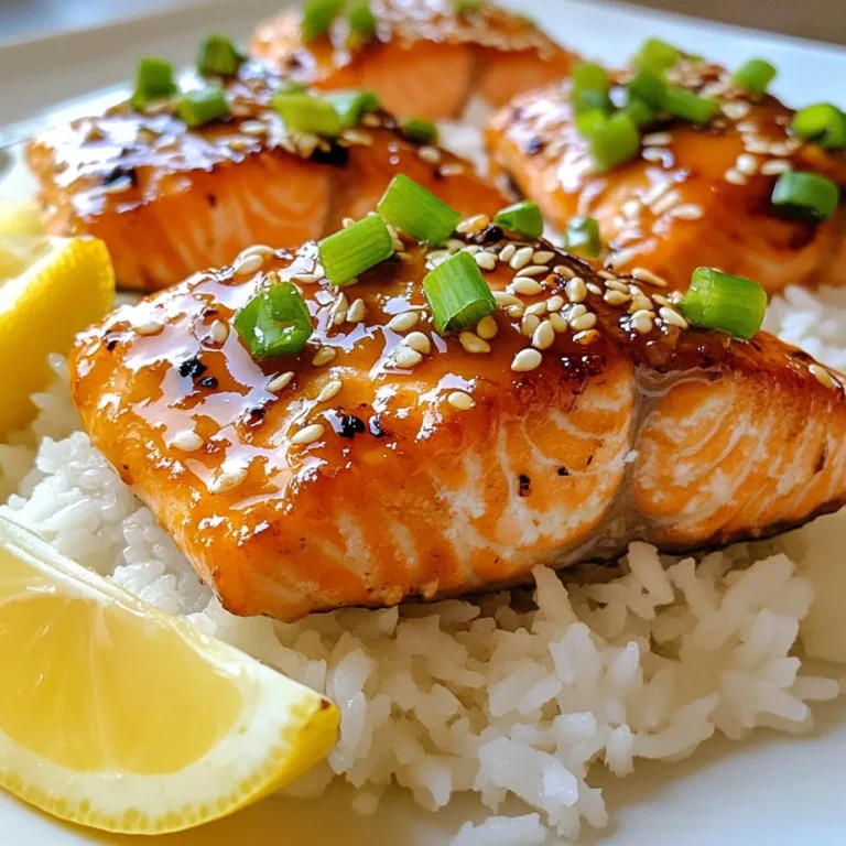 Für diesen köstlichen Honig-Knoblauch-Sesam-Lachs brauchst du: - 4 Lachsfilets (je 170 g) - 60 ml Honig - 60 ml Sojasauce (möglichst natriumarm) - 3 Knoblauchzehen, fein gehackt - 1 Esslöffel Sesamöl - 1 Esslöffel Reisessig - 1 Teelöffel frisch geriebener Ingwer - 2 Esslöffel Sesamsamen - 2 Frühlingszwiebeln, fein gehackt - Salz und Pfeffer nach Geschmack - Zitronenspalten zum Garnieren Frischer Lachs sollte klar und leuchtend aussehen. Die Haut sollte glänzend sein und nicht trocken wirken. Der Fisch sollte frisch riechen, nicht fischig oder unangenehm. Wenn du die Möglichkeit hast, kaufe Lachs aus nachhaltiger Zucht. Das sorgt für bessere Qualität und schont die Umwelt. Wenn du keinen Lachs magst, probiere Forelle oder Kabeljau. Diese Fische nehmen die Marinade gut auf. Du kannst auch Honig durch Agavensirup ersetzen, wenn du es vegan halten möchtest. Für einen würzigeren Geschmack füge Chili oder Sriracha zur Marinade hinzu. {{ingredient_image_2}} Um den Lachs lecker zu machen, starten wir mit der Marinade. Nimm eine mittelgroße Schüssel. Gieße 60 ml Honig und 60 ml Sojasauce hinein. Füge drei fein gehackte Knoblauchzehen, einen Esslöffel Sesamöl, einen Esslöffel Reisessig und einen Teelöffel frisch geriebenen Ingwer hinzu. Vermische alles gut mit einem Schneebesen. Die Marinade sollte gleichmäßig und gut verbunden sein. Lege die vier Lachsfilets in eine flache Schale. Gieße die Marinade gleichmäßig über die Lachsfilets. Achte darauf, dass jedes Stück gut bedeckt ist. Decke die Schale ab und stelle sie für mindestens 30 Minuten in den Kühlschrank. Du kannst auch bis zu zwei Stunden warten, wenn du den Geschmack intensivieren möchtest. Heize zuerst deinen Ofen auf 200°C vor. Lege ein Backblech mit Backpapier aus oder fette es leicht ein. Nimm die marinierten Lachsfilets aus der Schale. Bewahre die Marinade für später auf. Lege die Filets mit der Hautseite nach unten auf das Backblech. Würze die Filets leicht mit Salz und Pfeffer. Streue zwei Esslöffel Sesamsamen gleichmäßig darüber. Backe den Lachs für etwa 12 bis 15 Minuten. Er ist fertig, wenn er sich leicht mit einer Gabel zerteilen lässt. Koche die aufbewahrte Marinade in einem kleinen Topf. Lass sie fünf Minuten köcheln, bis sie leicht eindickt. Träufle die eindickende Marinade großzügig über den Lachs. Bestreue ihn mit den gehackten Frühlingszwiebeln und serviere ihn mit Zitronenspalten. Um den perfekten Lachs zu kochen, achte auf die Frische. Kaufe frische Lachsfilets. Sie sollten fest und glänzend sein. Wenn du sie drückst, sollten sie schnell wieder in Form kommen. Marinieren ist wichtig. Lass den Lachs mindestens 30 Minuten in der Marinade. So nimmt er die Aromen gut auf. Backe den Lachs bei 200°C. Er sollte 12 bis 15 Minuten garen. Achte darauf, dass er nicht zu trocken wird. Wenn sich der Lachs leicht mit einer Gabel zerteilen lässt, ist er perfekt. Die Marinade für Honig-Knoblauch-Sesam-Lachs kann leicht angepasst werden. Du kannst zum Beispiel Ingwer durch Chili ersetzen, wenn du es schärfer magst. Auch die Sojasauce kann durch Tamari ersetzt werden, um ein glutenfreies Gericht zu machen. Experimentiere mit verschiedenen Ölen. Erdnussöl gibt einen nussigen Geschmack. Probiere auch, Limettensaft anstelle von Reisessig zu verwenden. So erhältst du eine frische Note. Sei kreativ und finde deine eigene perfekte Mischung! Die Präsentation macht das Essen noch köstlicher. Serviere den Lachs auf einem Bett aus gedämpftem Reis oder Quinoa. Das gibt Farbe und macht das Gericht sättigender. Streue zusätzliche Sesamsamen und Frühlingszwiebeln darüber. Das sieht nicht nur gut aus, sondern gibt auch einen tollen Crunch. Ergänze das Gericht mit gebratenem Gemüse für mehr Vitamine und Farben. Vergiss nicht, Zitronenspalten dazu zu legen. Sie bringen einen frischen Geschmack mit jedem Biss. Pro Tipps Marinade länger ziehen lassen: Je länger der Lachs in der Marinade bleibt, desto intensiver wird der Geschmack. Für ein optimales Aroma sollten Sie ihn bis zu 2 Stunden marinieren. Sesamsamen rösten: Rösten Sie die Sesamsamen vor dem Streuen über den Lachs für zusätzlichen Geschmack und Knusprigkeit. Einfach in einer trockenen Pfanne kurz anrösten. Frisch zubereitete Beilagen: Servieren Sie den Lachs mit frisch zubereitetem gedämpften Gemüse oder einem Salat für eine ausgewogene Mahlzeit. Frische Zutaten bringen Farbe und Geschmack. Zitronen für den letzten Schliff: Frisch gepresster Zitronensaft über den Lachs kurz vor dem Servieren gibt eine spritzige Note und hebt die Aromen hervor. {{image_4}} Grillen bringt einen rauchigen Geschmack. Du kannst den Honig-Knoblauch-Sesam-Lachs auch auf dem Grill zubereiten. Marinieren bleibt gleich. Achte darauf, dass der Grill heiß ist. Lege die Lachsfilets mit der Hautseite nach unten auf den Grill. Grill für etwa 6-8 Minuten pro Seite. Die Sesamsamen geben einen tollen Crunch. Überprüfe die Garstufe, indem du mit einer Gabel eindrückst. Der Lachs sollte sich leicht zerteilen lassen. Zu diesem Gericht passen viele Beilagen. Probiere gedämpften Reis oder Quinoa. Sie sind leicht und gesund. Gebratenes Gemüse bringt Farbe und Geschmack. Karotten, Brokkoli und Paprika sind gute Optionen. Du kannst auch einen frischen Salat dazu servieren. Ein leichter Gurkensalat passt besonders gut. So hast du eine ausgewogene Mahlzeit. Wenn du eine vegetarische Option suchst, nutze Tofu. Tofu nimmt die Marinade gut auf. Schneide ihn in gleichmäßige Stücke und mariniere ihn wie den Lachs. Grille oder backe den Tofu für 15-20 Minuten. Er wird knusprig und hat viel Geschmack. Du kannst auch Auberginen oder Zucchini verwenden. Diese Gemüsesorten sind lecker und passen zur Marinade. Wenn du Lachs übrig hast, kannst du ihn leicht aufbewahren. Lass ihn zuerst abkühlen. Lege die Reste in einen luftdichten Behälter. Sie halten sich im Kühlschrank bis zu drei Tage. So bleibt der Geschmack frisch. Du kannst auch Lachsfilets einfrieren. Wickel die Filets gut in Frischhaltefolie ein. Lege sie dann in einen Gefrierbeutel. So bleiben die Filets bis zu drei Monate haltbar. Achte darauf, die Luft aus dem Beutel zu drücken, um Frostbrand zu vermeiden. Um den Lachs aufzuwärmen, benutze den Ofen. Heize ihn auf 150°C vor. Lege die Filets auf ein Backblech. Bedecke sie mit Alufolie, um das Austrocknen zu verhindern. Erwärme den Lachs für etwa 10 Minuten. Du kannst auch die Mikrowelle verwenden. Stelle die Mikrowelle auf mittlere Leistung und erwärme den Lachs in kurzen Intervallen. So bleibt er saftig und lecker. Der Lachs sollte mindestens 30 Minuten mariniert werden. So kann er die Aromen gut aufnehmen. Wenn du mehr Geschmack möchtest, lasse ihn bis zu 2 Stunden im Kühlschrank. Dies macht den Lachs noch zarter und würziger. Ja, du kannst die Marinade aufbewahren. Nach dem Marinieren des Lachses solltest du die Marinade in einem kleinen Topf zum Kochen bringen. Koche sie etwa 5 Minuten lang, bis sie dicklich wird. So wird sie sicher und schmackhaft für deine Servieridee. Zu Honig-Knoblauch-Sesam-Lachs passen viele Beilagen. Gedämpfter Reis ist eine tolle Wahl. Du kannst auch Quinoa oder gebratenes Gemüse dazu servieren. Diese Beilagen ergänzen den Geschmack des Lachses perfekt und runden das Gericht ab. In diesem Blogbeitrag haben wir alles über Lachs behandelt. Wir sind die Zutaten durchgegangen und gaben Ihnen Tipps zur Auswahl von frischem Lachs. Die Schritt-für-Schritt-Anleitung hilft Ihnen beim Marinieren und Backen. Es gab auch Tipps für die perfekte Zubereitung und kreative Variationen. Denken Sie daran, Reste richtig aufzubewahren und zu verwenden. Lachs ist vielseitig und einfach. Experimentieren Sie und genießen Sie Ihr Gericht in vollen Zügen!