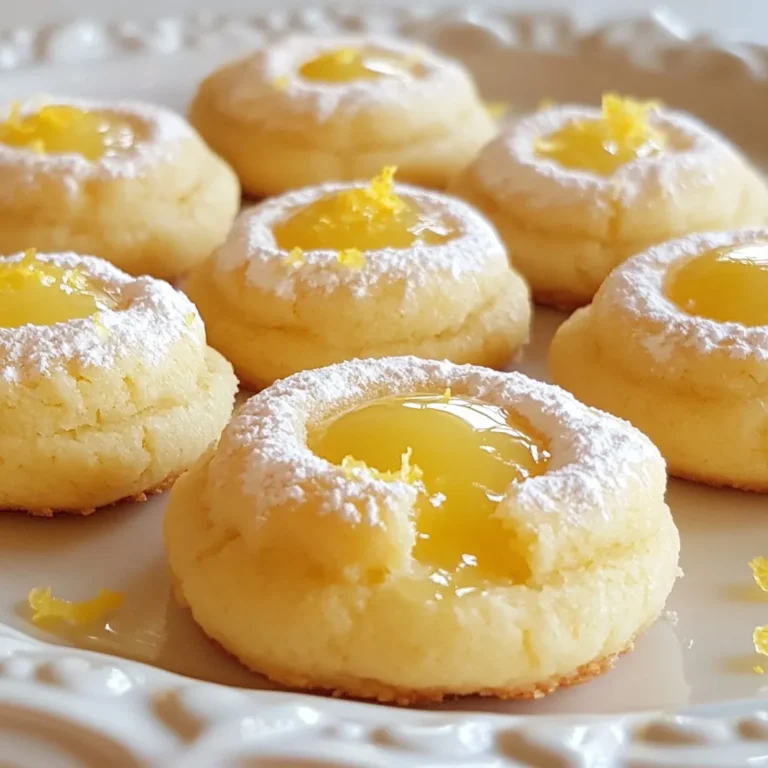 Für die perfekten Lemon Curd Daumenabdruckkekse brauchst du einige Grundzutaten. Hier ist, was du benötigst: - 1 Tasse ungesalzene Butter, weich - 2/3 Tasse Kristallzucker - 1/3 Tasse Puderzucker - 1 Teelöffel Vanilleextrakt - 2 Tassen Weizenmehl - 1/4 Teelöffel Salz - 1/2 Teelöffel Backpulver Diese Zutaten bilden die Basis für einen zarten und schmackhaften Keks. Um den Keksen einen frischen Geschmack zu geben, fügen wir einige besondere Zutaten hinzu. Das sind: - 1 Tasse Lemon Curd (gekauft oder selbstgemacht) - Zitronenschale von 1 Zitrone - 1 Esslöffel frischer Zitronensaft Diese Zutaten bringen die perfekte Zitrusnote in die Kekse und machen sie unwiderstehlich. Für den letzten Schliff und eine süße Note kannst du optional Puderzucker verwenden. Ein wenig Puderzucker verleiht den Keksen ein elegantes Aussehen. So sehen sie nicht nur köstlich aus, sondern schmecken auch fantastisch! {{ingredient_image_2}} Zuerst heize deinen Ofen auf 175°C vor. Lege zwei Backbleche mit Backpapier aus. Das sorgt dafür, dass die Kekse nicht kleben bleiben. Bereite alle Zutaten vor, damit du schnell arbeiten kannst. Nimm eine große Schüssel und füge die weiche Butter hinzu. Gib den Kristall- und Puderzucker dazu. Schlage die Mischung 3 bis 4 Minuten lang, bis sie leicht und fluffig ist. Das ist wichtig für die Textur der Kekse. In einer separaten Schüssel vermischst du das Weizenmehl, das Salz und das Backpulver. Achte darauf, dass alles gut vermischt ist. Dies hilft, die Zutaten gleichmäßig zu verteilen und die Kekse gleichmäßig zu backen. Füge die trockenen Zutaten nach und nach zur Buttermischung hinzu. Rühre alles, bis ein krümeliger, zusammenhängender Teig entsteht. Verwende einen Esslöffel, um runde Portionen auf die Backbleche zu setzen. Lass genug Platz zwischen den Portionen. Drücke dann mit deinem Daumen in die Mitte jeder Teigkugel. So entsteht eine Mulde für den Lemon Curd. Fülle jede Mulde mit Lemon Curd. Achte darauf, dass es nicht überläuft. Stelle die Backbleche in den Ofen und backe die Kekse 12 bis 15 Minuten lang. Sie sind fertig, wenn die Ränder leicht goldbraun sind. Lass die Kekse etwa 5 Minuten auf dem Blech abkühlen, bevor du sie auf ein Kuchengitter legst. So bleiben sie knusprig. Um den Teig perfekt zu machen, achte auf die Butter. Sie sollte weich, aber nicht geschmolzen sein. Das hilft, die perfekte Konsistenz zu erreichen. Wenn der Teig zu trocken ist, füge einen Esslöffel Zitronensaft hinzu. Wenn er zu feucht wirkt, mehr Mehl verwenden. Der Teig sollte krümelig, aber zusammenhängend sein. Heize den Ofen auf 175°C (350°F) vor. Diese Temperatur ist ideal für gleichmäßiges Backen. Backe die Kekse für 12-15 Minuten. Die Ränder sollten leicht goldbraun sein. Achte darauf, die Kekse nicht zu lange zu backen, damit sie nicht trocken werden. Jeder Ofen ist anders, also behalte die Kekse im Blick. Um die Kekse gleichmäßig zu füllen, benutze einen Teelöffel oder eine Spritztüte. Fülle jede Mulde vorsichtig mit Lemon Curd. Achte darauf, dass der Lemon Curd nicht überläuft. Wenn du die Mulden zu voll machst, läuft die Füllung beim Backen aus. Ein kleiner Klecks reicht aus, um den perfekten Geschmack zu erzielen. Pro Tipps Butter richtig weich machen: Stelle sicher, dass die Butter bei Zimmertemperatur ist, damit sie sich gut mit den Zuckern vermischen lässt und eine luftige Konsistenz entsteht. Variiere die Füllung: Für einen besonderen Twist kannst du verschiedene Geschmäcker von Curd ausprobieren, wie beispielsweise Himbeer- oder Passionsfrucht-Curd. Kekse gleichmäßig backen: Achte darauf, dass die Kekse gleichmäßig geformt sind und genügend Platz haben, um beim Backen zu expandieren. Lemon Curd selbst machen: Wenn du Zeit hast, probiere unbedingt, dein eigenes Lemon Curd zuzubereiten – es ist einfacher als du denkst und schmeckt frisch und lecker! {{image_4}} Du kannst die Füllung für diese Kekse ganz einfach ändern. Nutze andere Fruchtcurds wie Himbeere, Erdbeere oder Orange. Diese Fruchtfüllungen bringen neue Aromen und Farben in die Kekse. Sie sind frisch und fruchtig. Verwende die gleiche Menge wie beim Lemon Curd. Das sorgt für einen tollen Geschmack. Wenn du glutenfrei backen möchtest, gibt es viele gute Alternativen. Tausche das Weizenmehl gegen glutenfreies Mehl aus. Achte darauf, dass du eine Mischung wählst, die für Kekse geeignet ist. Du kannst auch Mandelmehl oder Kokosmehl verwenden. Beachte, dass die Textur etwas anders sein kann, aber die Kekse schmecken ebenso lecker. Um deine Kekse interessanter zu machen, füge Gewürze hinzu. Zum Beispiel kann etwas Zimt oder Muskatnuss den Keksen eine warme Note geben. Du kannst auch ein wenig Ingwer hinzufügen, um einen frischen Kick zu erhalten. Experimentiere mit verschiedenen Gewürzen, um deinen perfekten Geschmack zu finden. Frisch gebackene Kekse schmecken am besten. Um sie richtig zu lagern, lege sie in eine luftdichte Box. Verwende Pergamentpapier zwischen den Schichten. So bleiben sie knusprig und weich. Lagere die Box an einem kühlen, trockenen Ort. Vermeide direkten Sonnenlichtkontakt. So bleiben die Aromen frisch. Wenn du Kekse für später aufbewahren möchtest, friere sie ein. Lass die Kekse zuerst vollständig abkühlen. Lege sie dann in einen Gefrierbeutel oder eine Box. Entferne so viel Luft wie möglich, um Gefrierbrand zu vermeiden. Die Kekse bleiben bis zu drei Monate frisch. Zum Genießen kannst du sie einfach bei Raumtemperatur auftauen. Um die Frische der Kekse zu bewahren, lagere sie mit einem Stück Brot. Das Brot hält die Kekse weich. Du kannst auch einen Apfel verwenden. Das hilft, die Kekse saftig zu halten. Überprüfe sie regelmäßig, um sicherzustellen, dass sie frisch bleiben. So hast du immer einen leckeren Snack griffbereit. Lemon Curd Daumenabdruckkekse bleiben frisch, wenn du sie richtig lagerst. Sie halten sich etwa eine Woche in einem luftdichten Behälter. Für die beste Textur lagere sie bei Raumtemperatur. Wenn du sie im Kühlschrank aufbewahrst, können sie bis zu zwei Wochen halten. Achte darauf, dass kein Wasser in den Behälter gelangt. So bleiben sie knusprig und lecker. Ja, du kannst Lemon Curd ganz einfach selbst machen. Du brauchst nur frische Zitronen, Zucker, Eier und Butter. Dieser Prozess ist leicht und macht Spaß. Koche die Zutaten in einem Wasserbad, bis die Mischung dick wird. Lass es dann abkühlen. Selbstgemachter Lemon Curd schmeckt frisch und intensiv. Du kannst die Süße und den Zitronengeschmack nach deinem Wunsch anpassen. Ja, die Kekse schmecken auch ohne Lemon Curd großartig. Die Basis aus Butter, Zucker und Mehl ist schon ein Genuss. Du kannst die Kekse einfach so backen. Für einen anderen Geschmack füge Schokolade oder Nüsse hinzu. Sie sind auch köstlich mit Marmelade oder anderen Fruchtfüllungen. So hast du viele Variationen und jeder kann sie nach seinem Geschmack genießen. In diesem Artikel haben wir die wichtigsten Zutaten und Schritte für leckere Daumenabdruckkekse erklärt. Wir haben auch Tipps gegeben, um perfekte Kekse zu backen, sowie Variationen und Lagerungstipps vorgestellt. Denken Sie daran, dass die richtige Mischung der Zutaten entscheidend ist. Experimentieren Sie mit verschiedenen Geschmäckern und Füllungen, um kreative Kekse zu kreieren. Mit diesen Anleitungen und Ideen werden Ihre Kekse sicher ein Hit! Viel Spaß beim Backen!